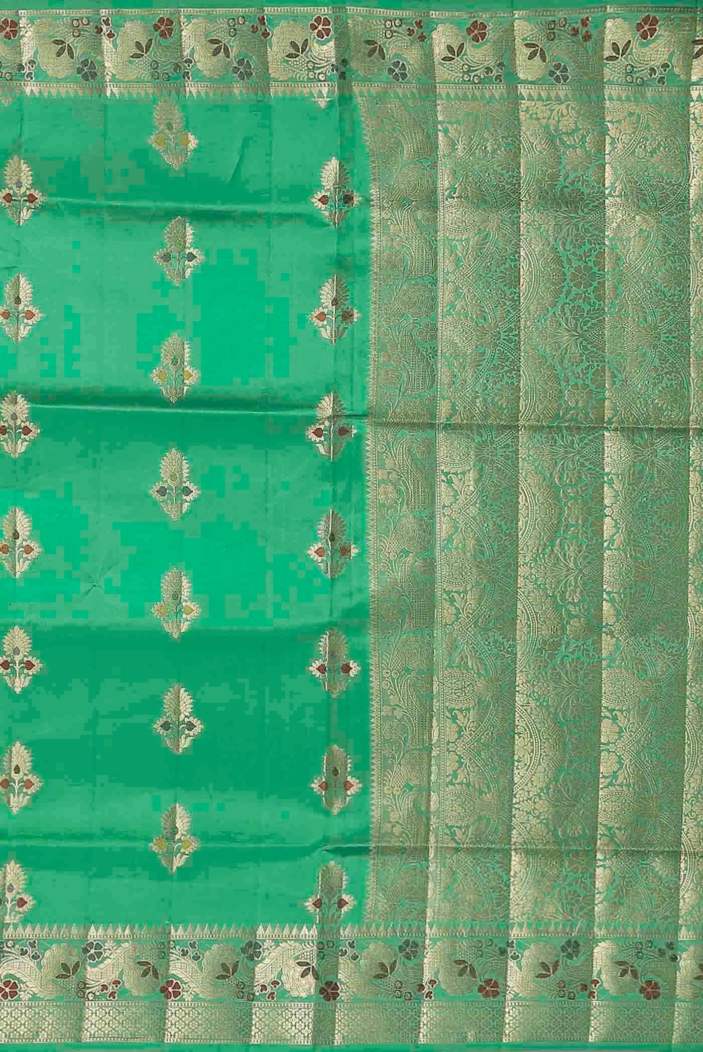 Green Banarasi Raw Silk Saree