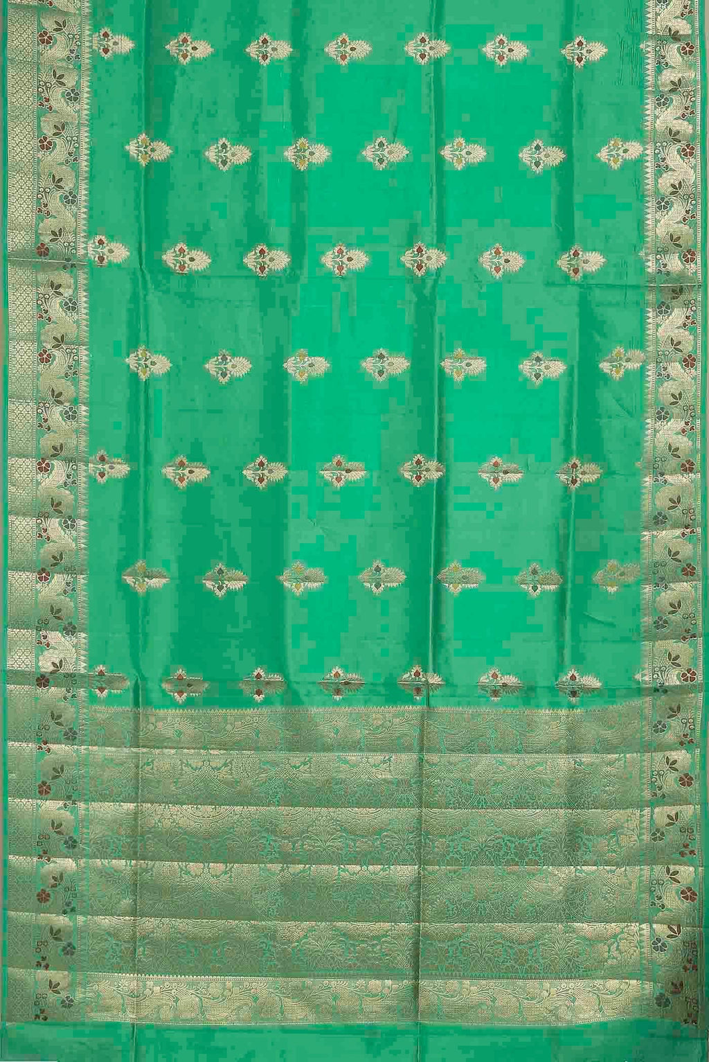 Green Banarasi Raw Silk Saree