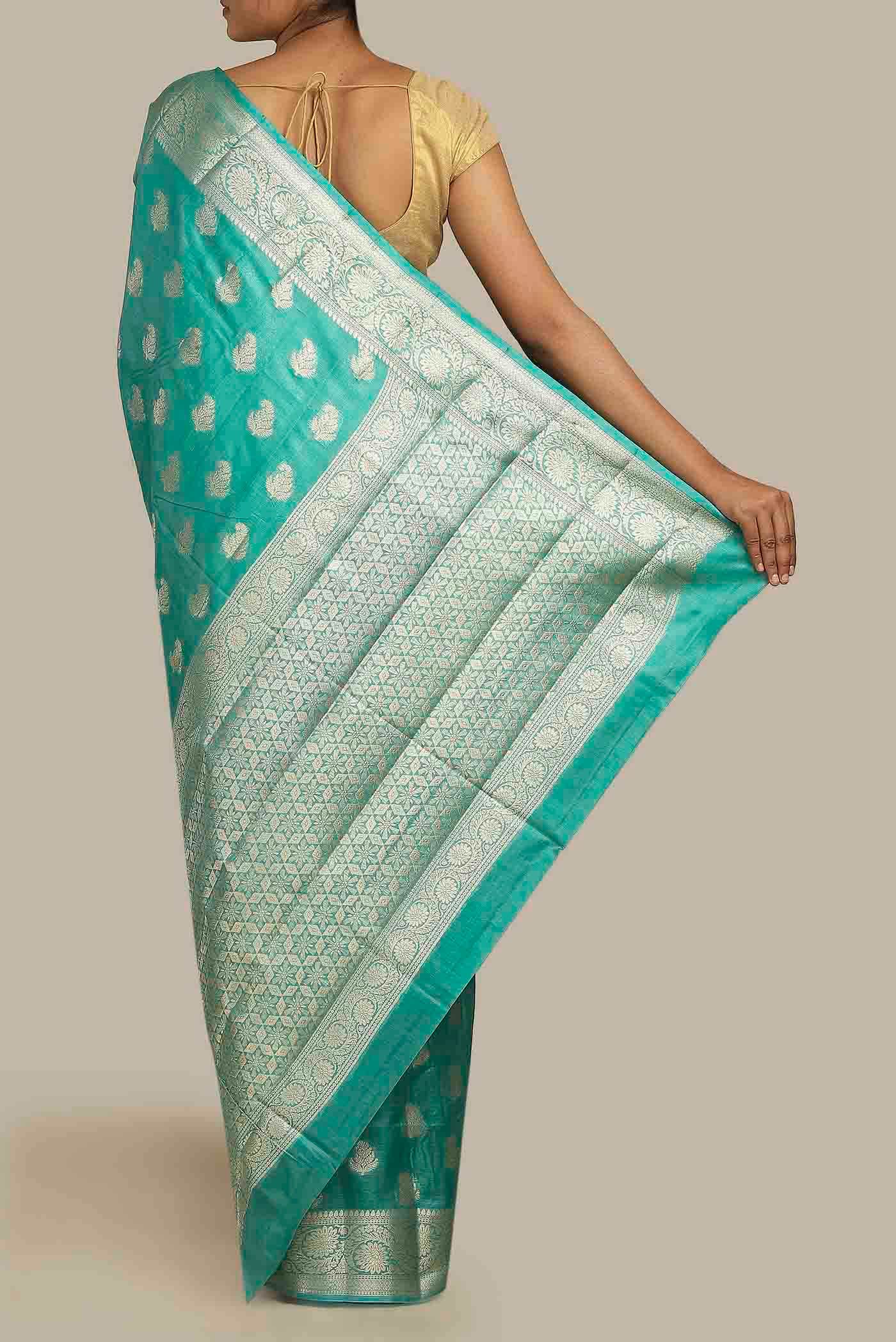 Green Banarasi Tussar Silk Saree