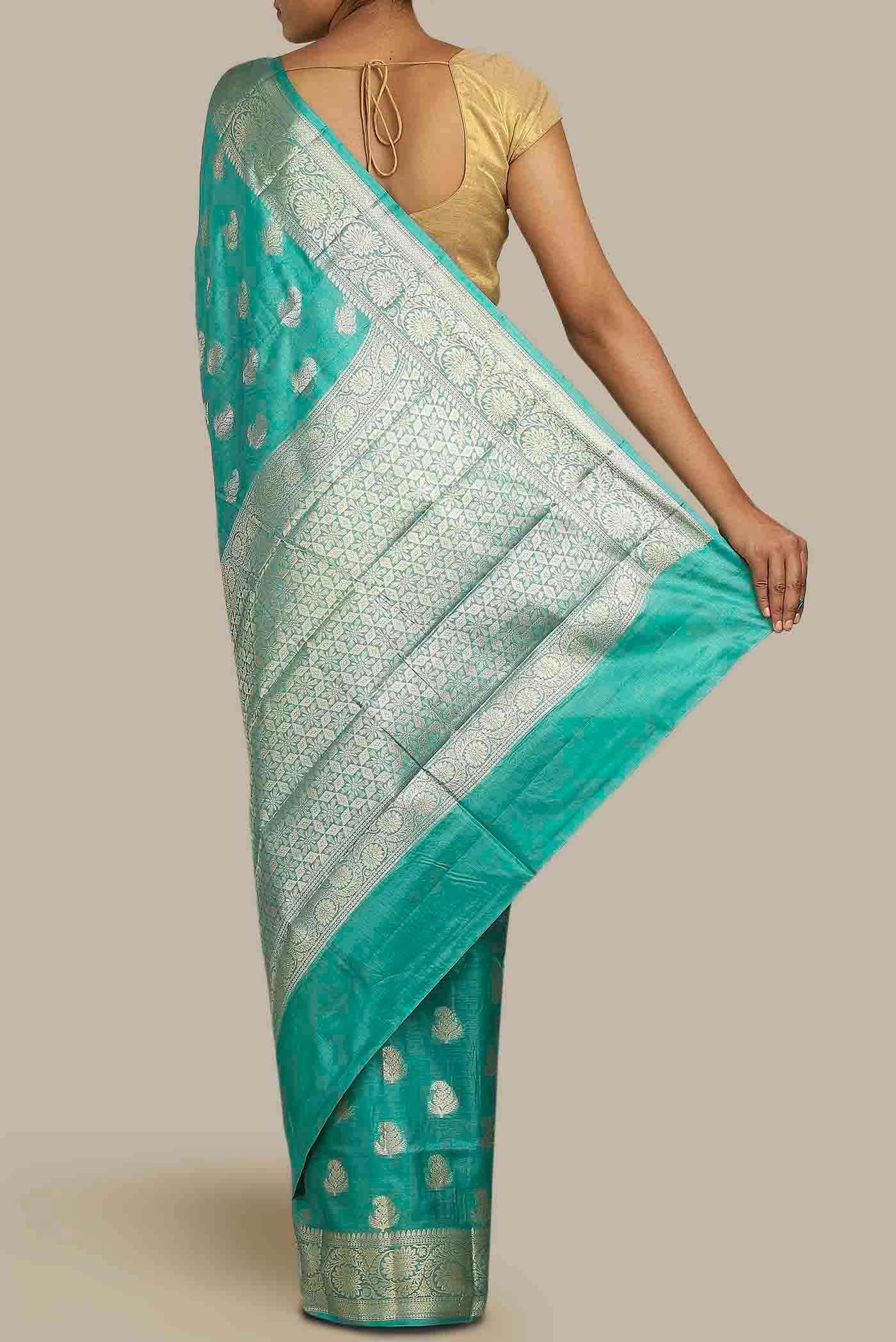Blue Banarasi Tussar Silk Saree