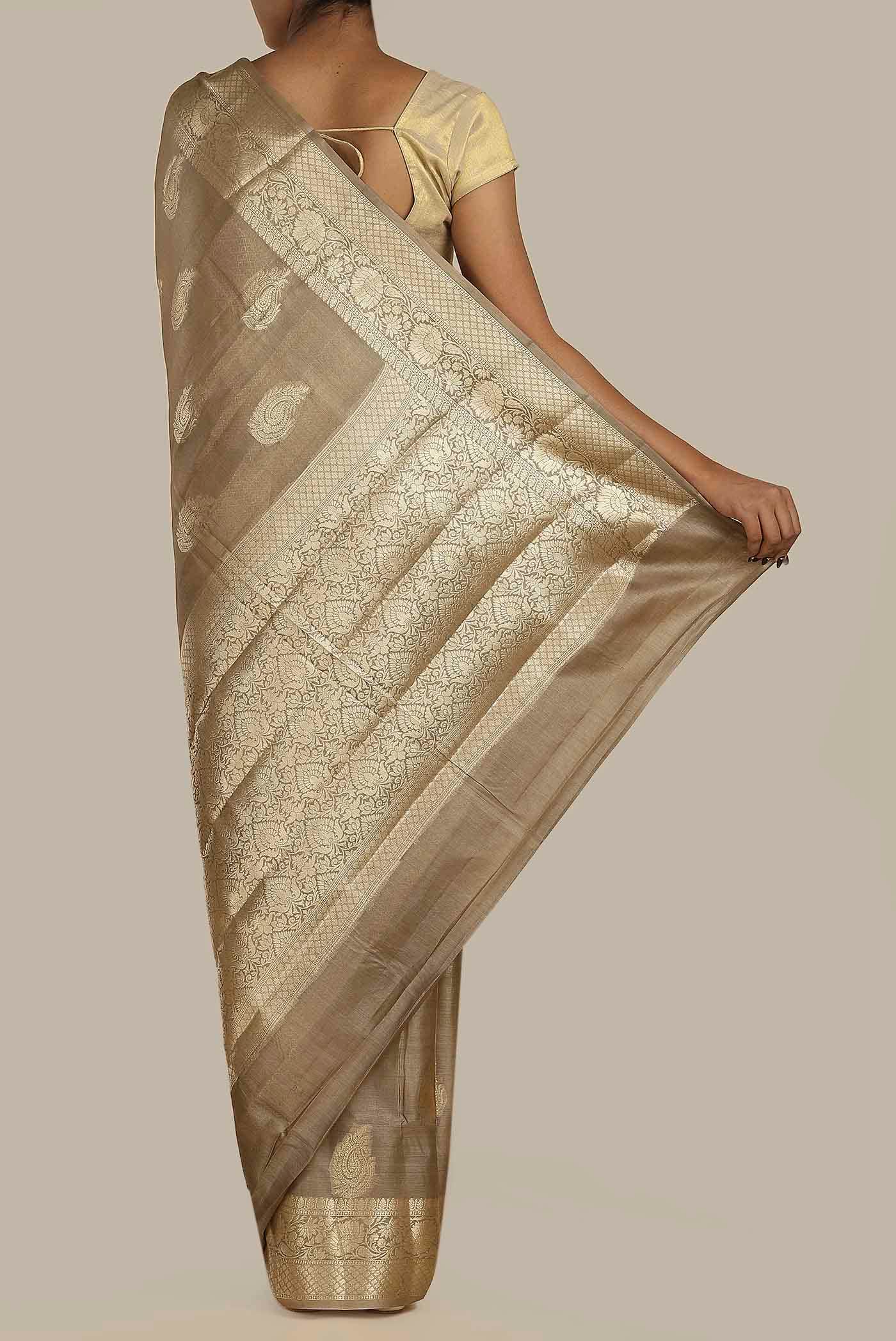 Beige Banarasi Raw Silk Saree