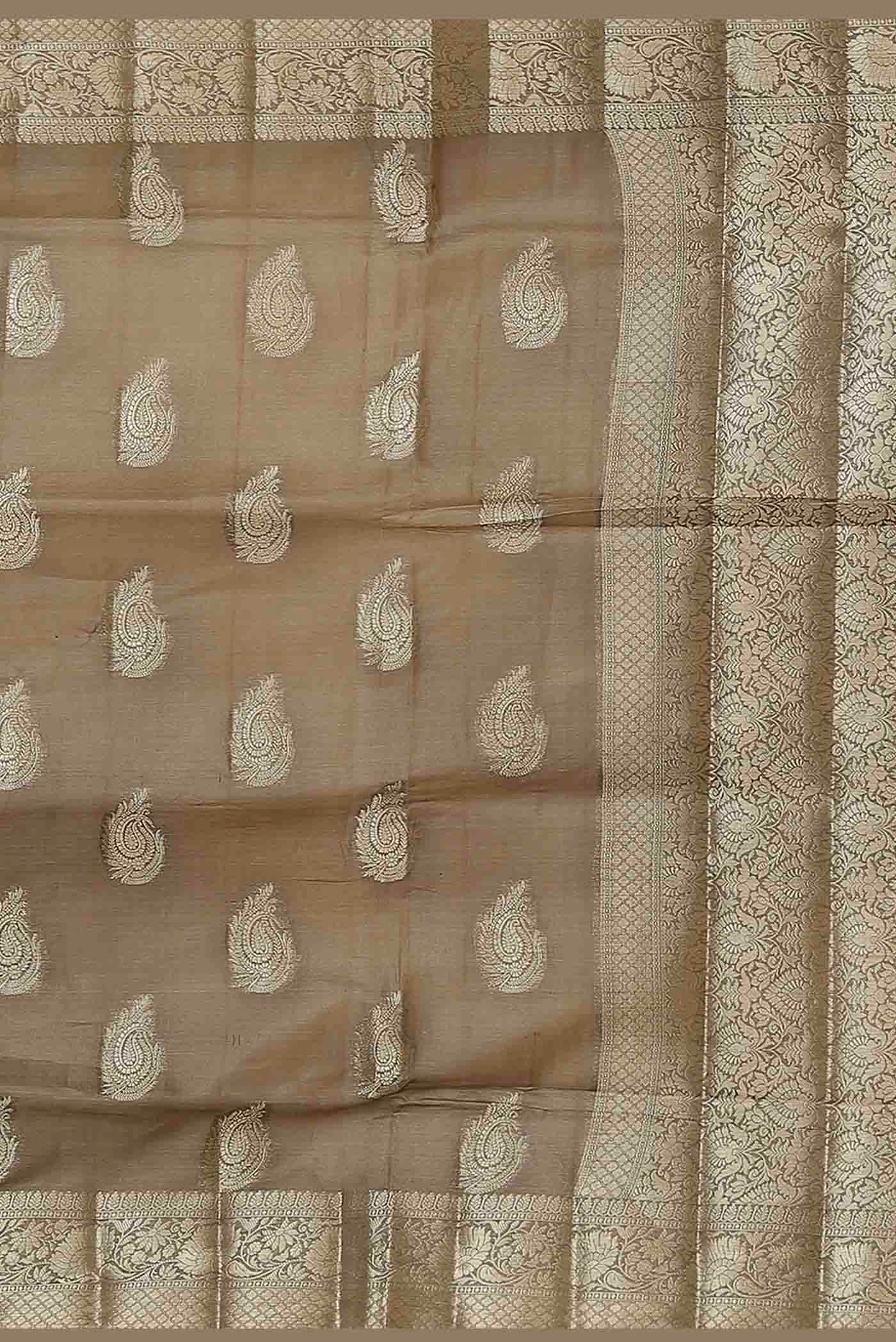 Beige Banarasi Raw Silk Saree