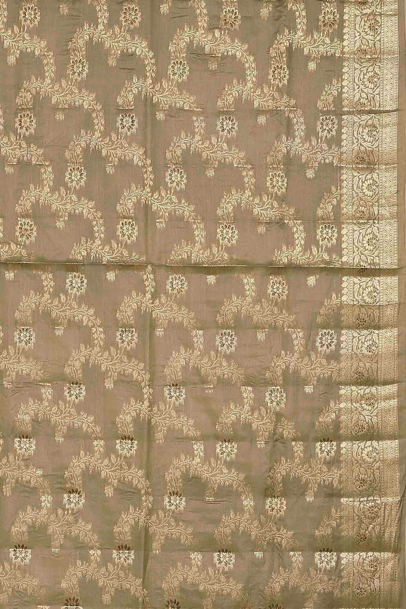 Beige Banarasi Tussar Silk Saree