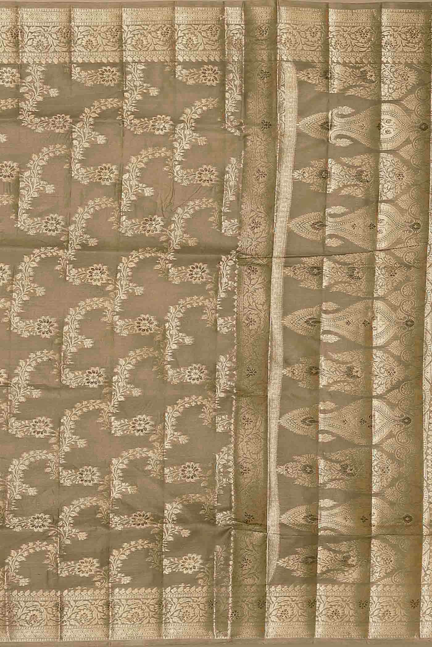 Beige Banarasi Tussar Silk Saree