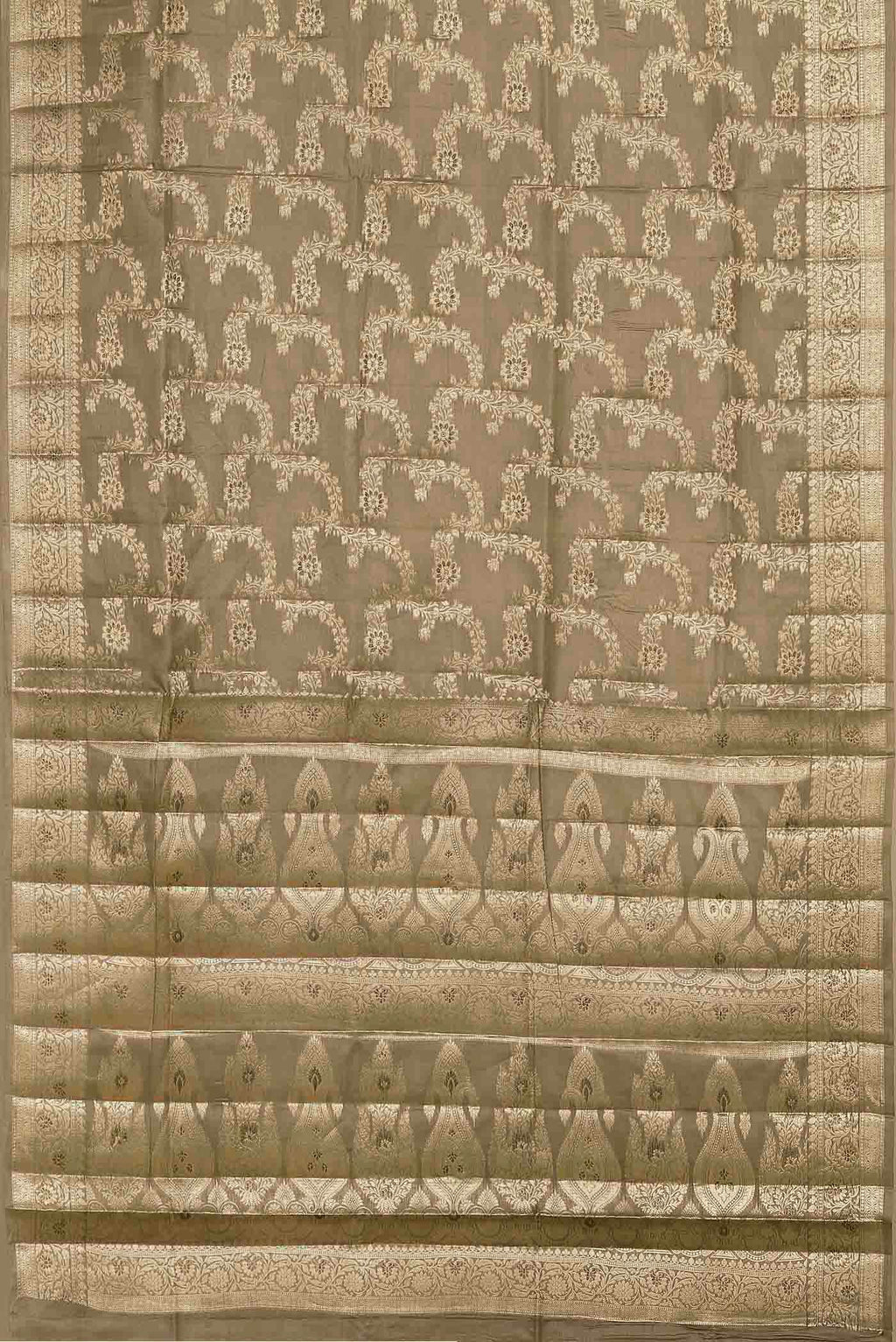 Beige Banarasi Tussar Silk Saree