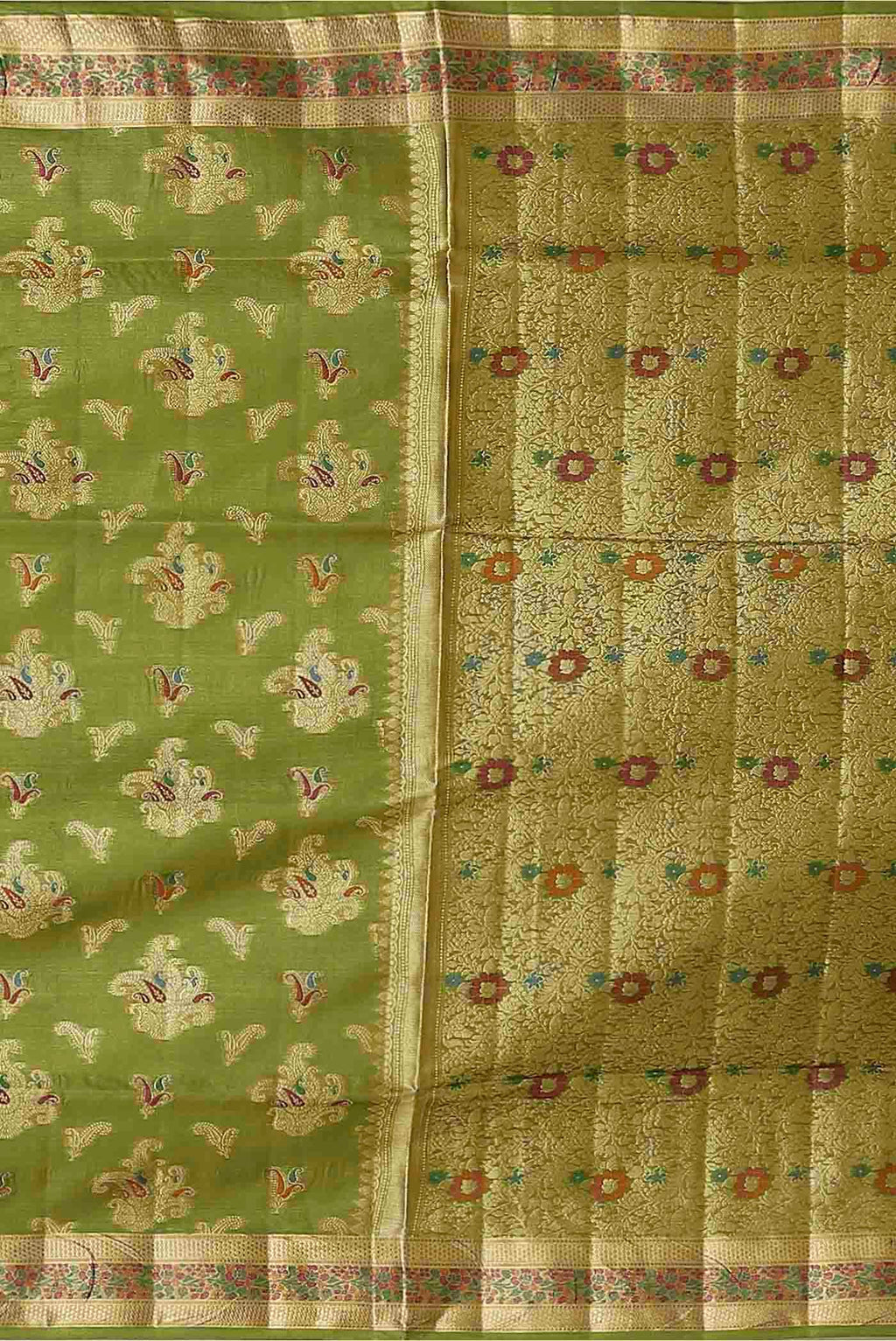 Green Banarasi Tussar Silk Saree