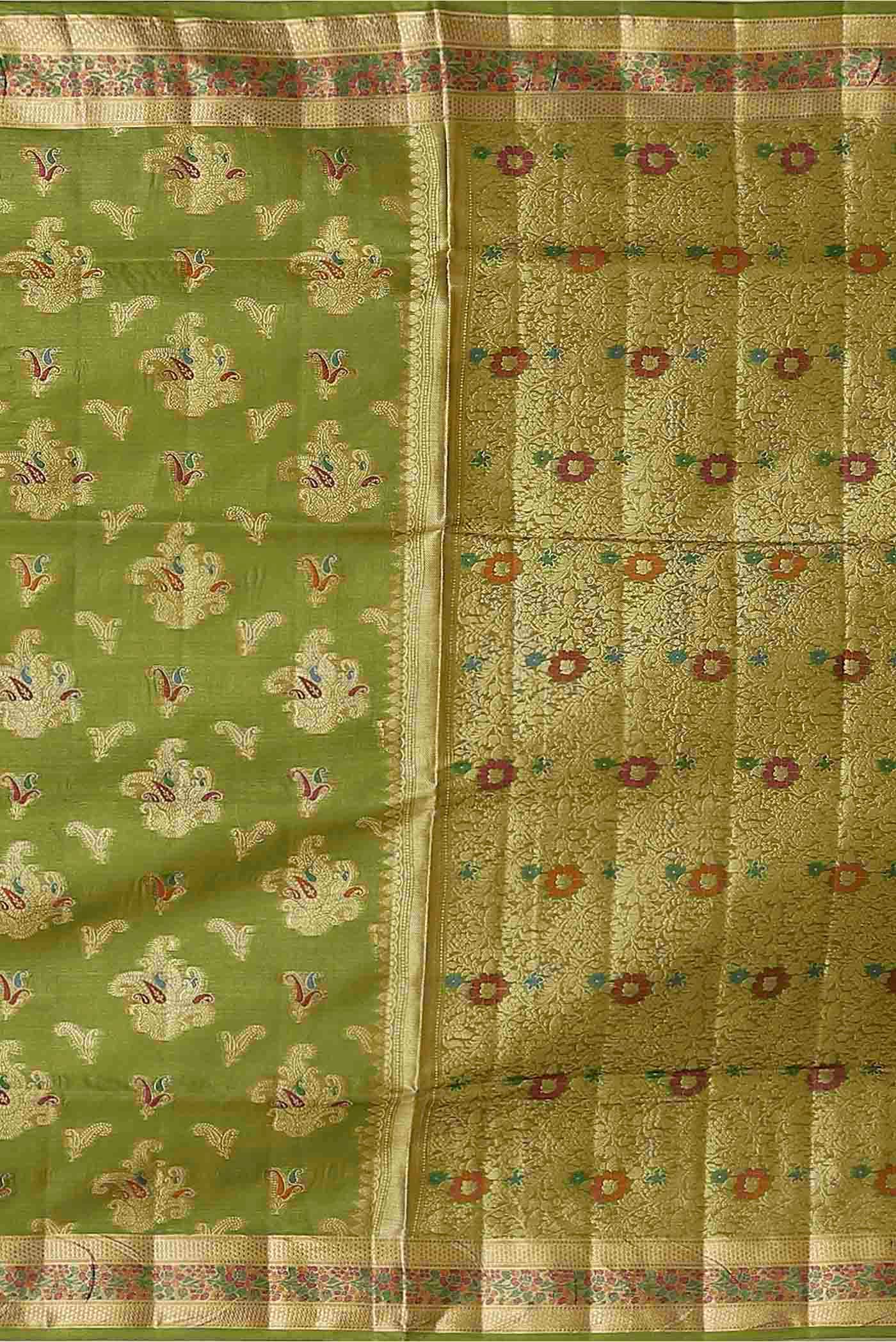 Green Banarasi Tussar Silk Saree
