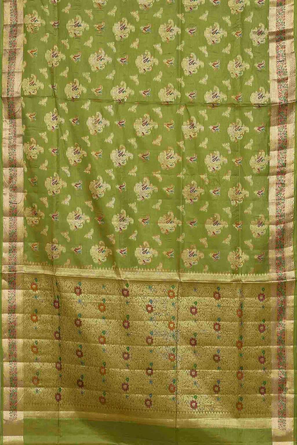 Green Banarasi Tussar Silk Saree