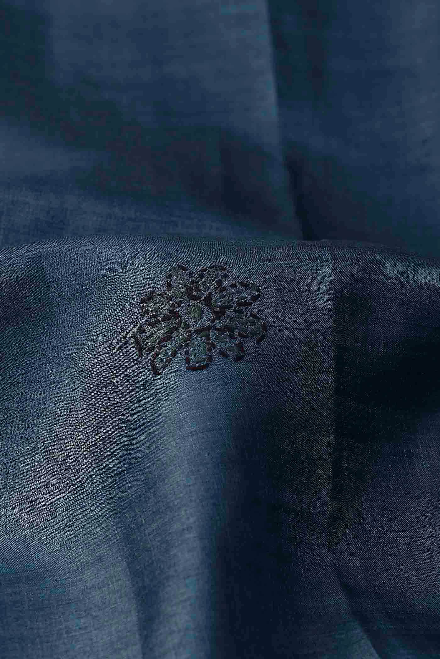 Blue Bhagalpuri Tussar Silk Saree