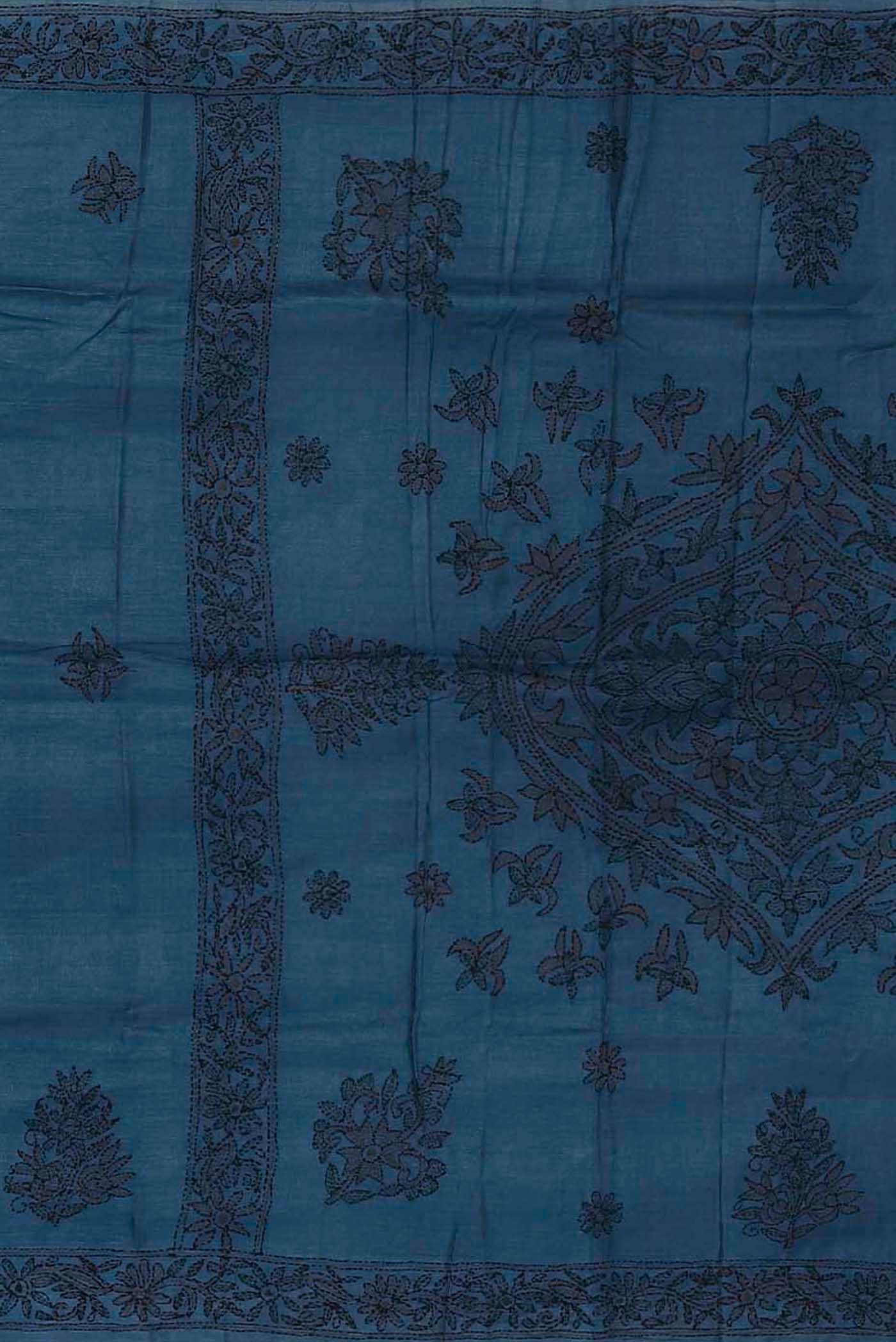 Blue Bhagalpuri Tussar Silk Saree