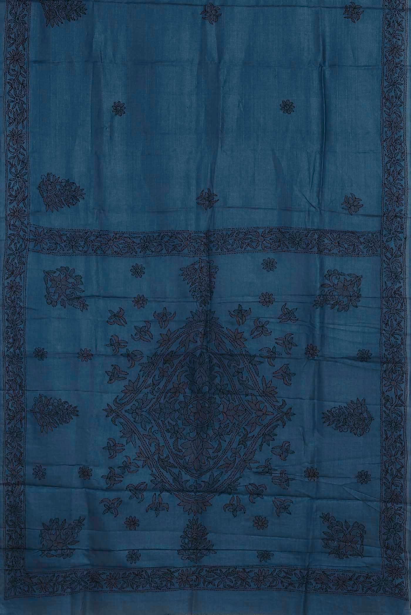 Blue Bhagalpuri Tussar Silk Saree