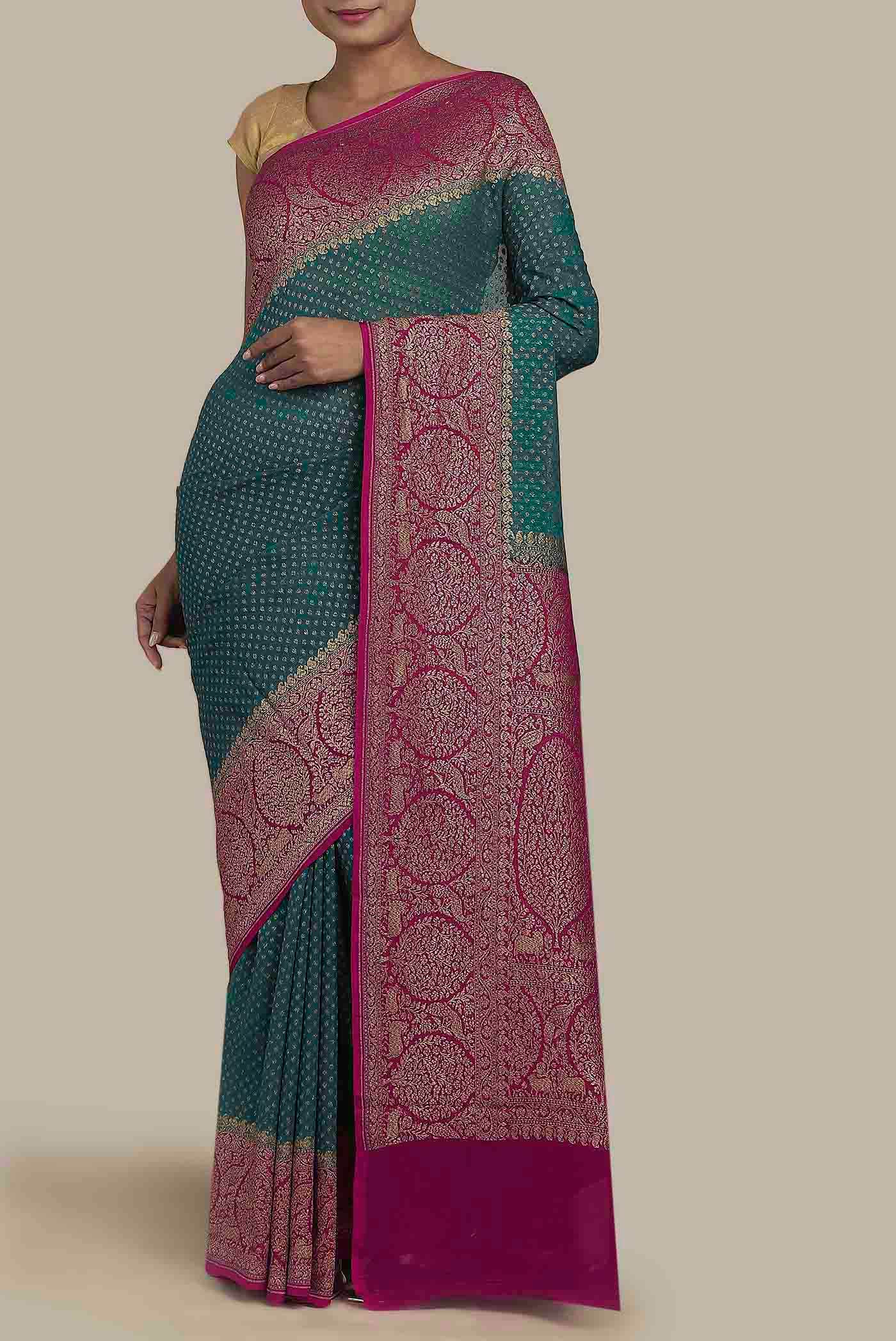 Blue Banarasi Georgette Saree