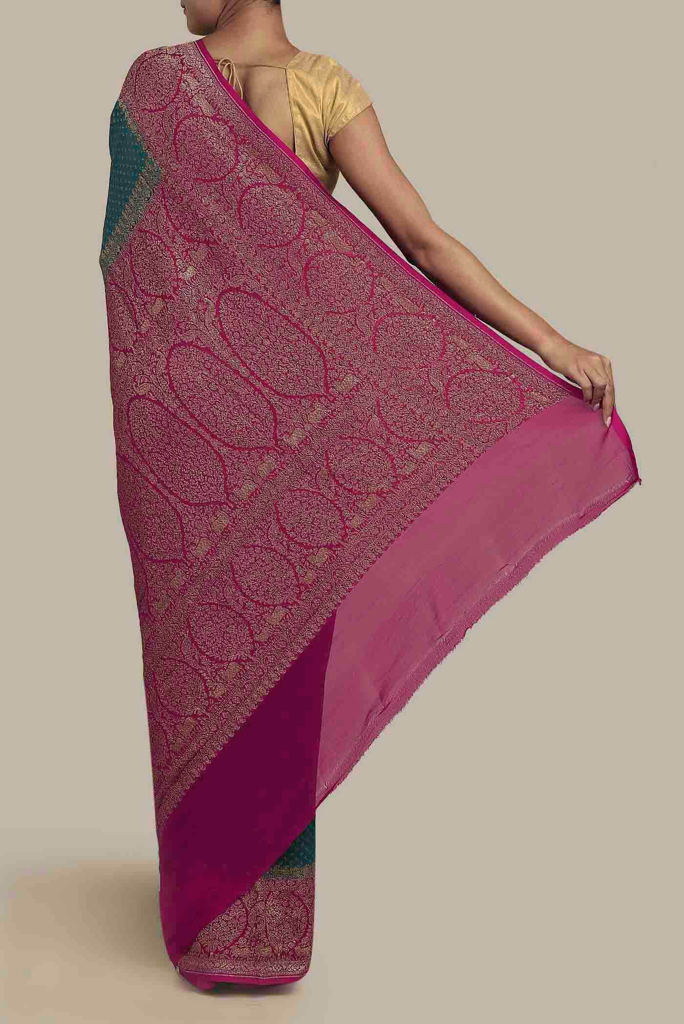 Blue Banarasi Georgette Saree