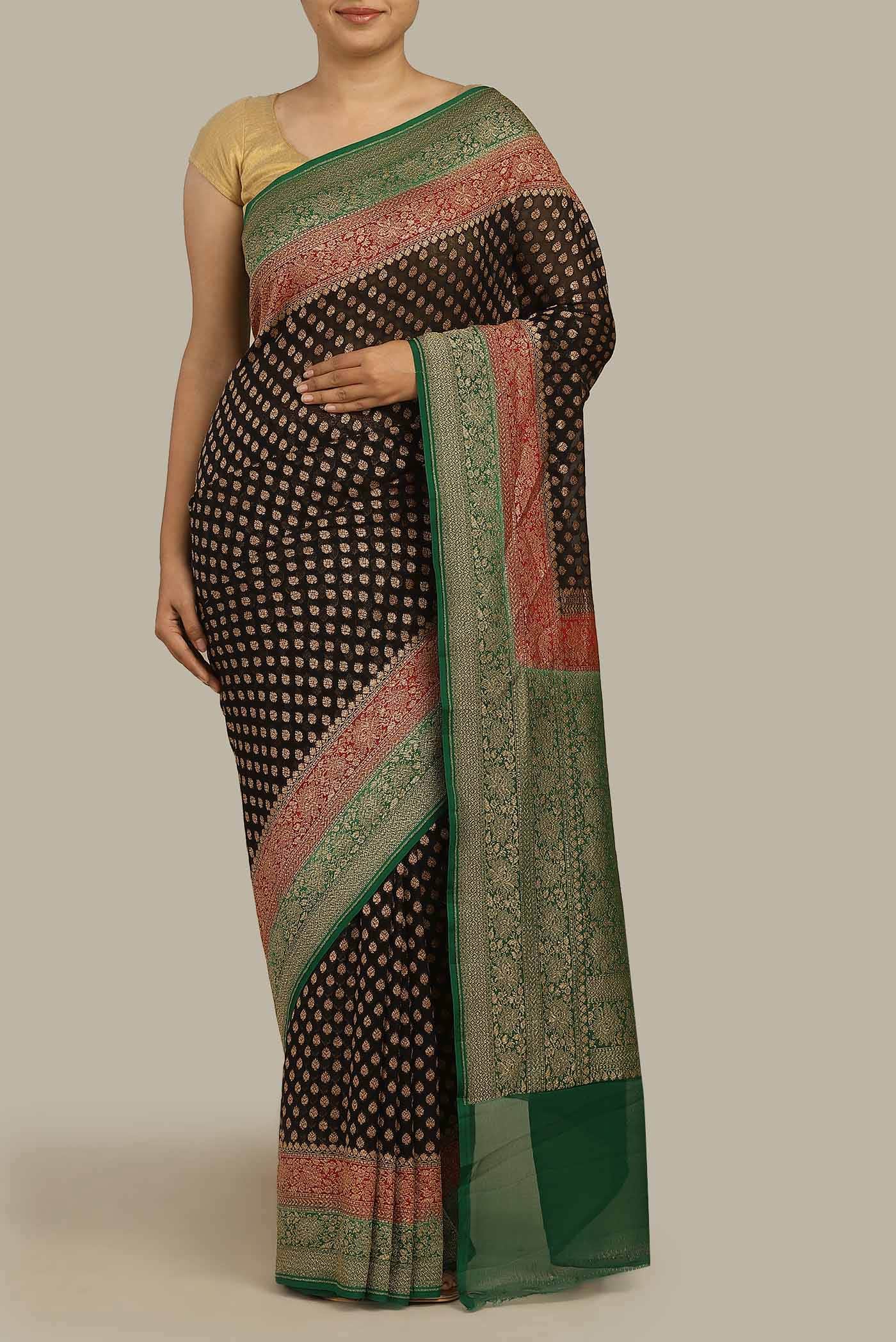 Black Banarasi Georgette Saree