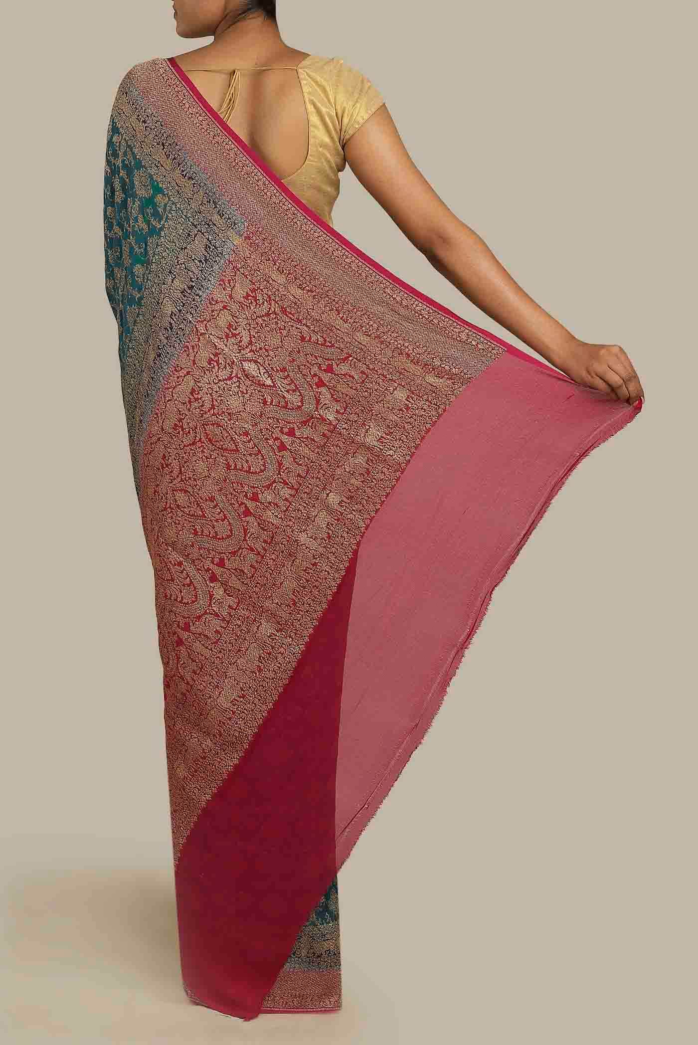 Blue Banarasi Georgette Saree