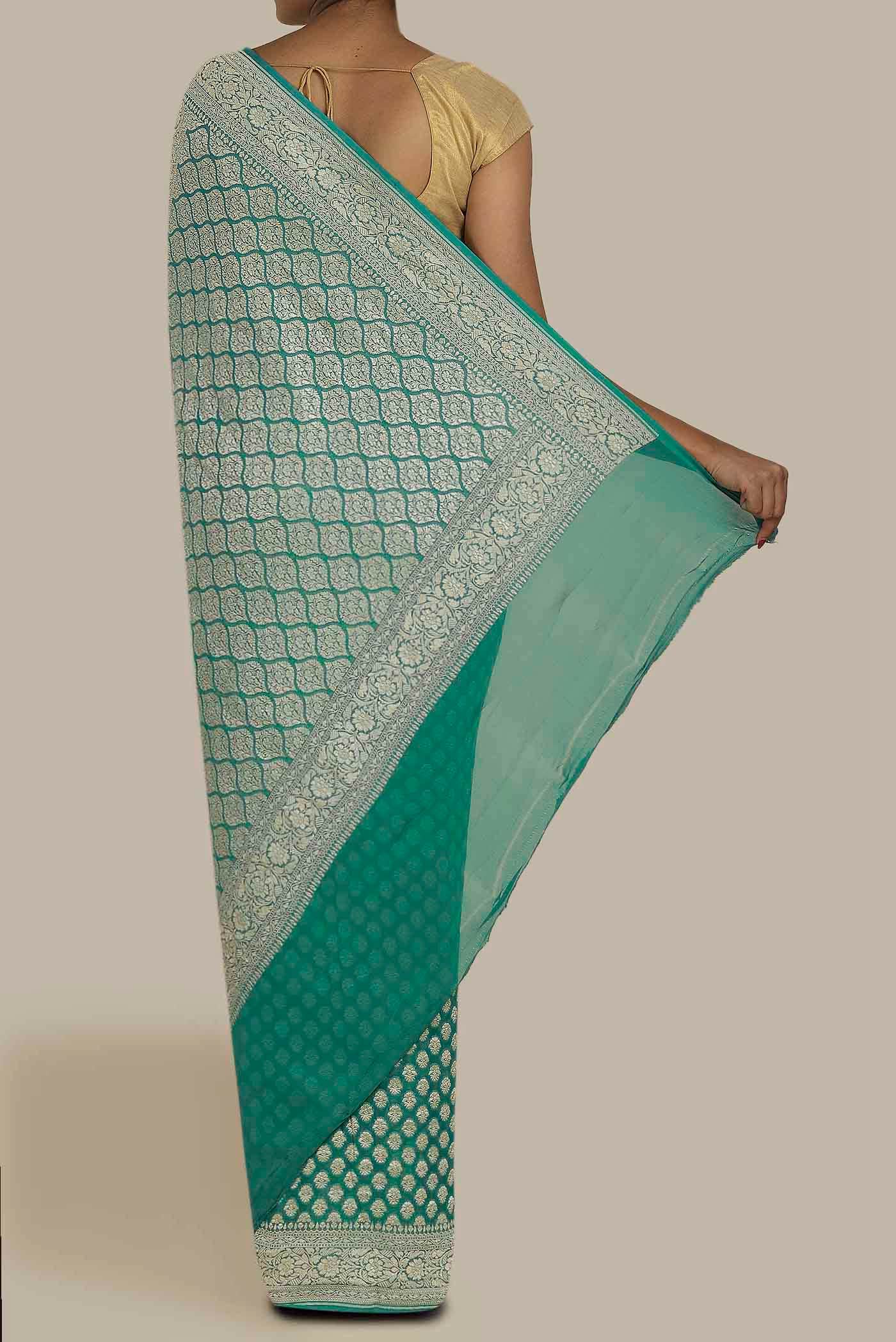 Green Banarasi Georgette Saree