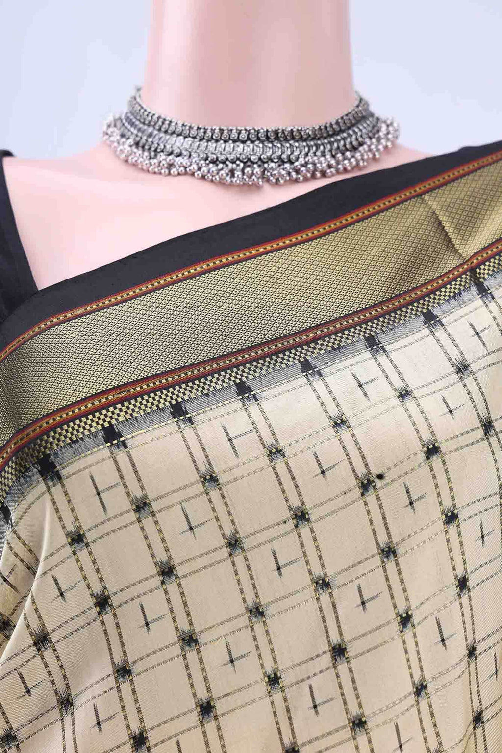 Beige Pochampally Silk Saree