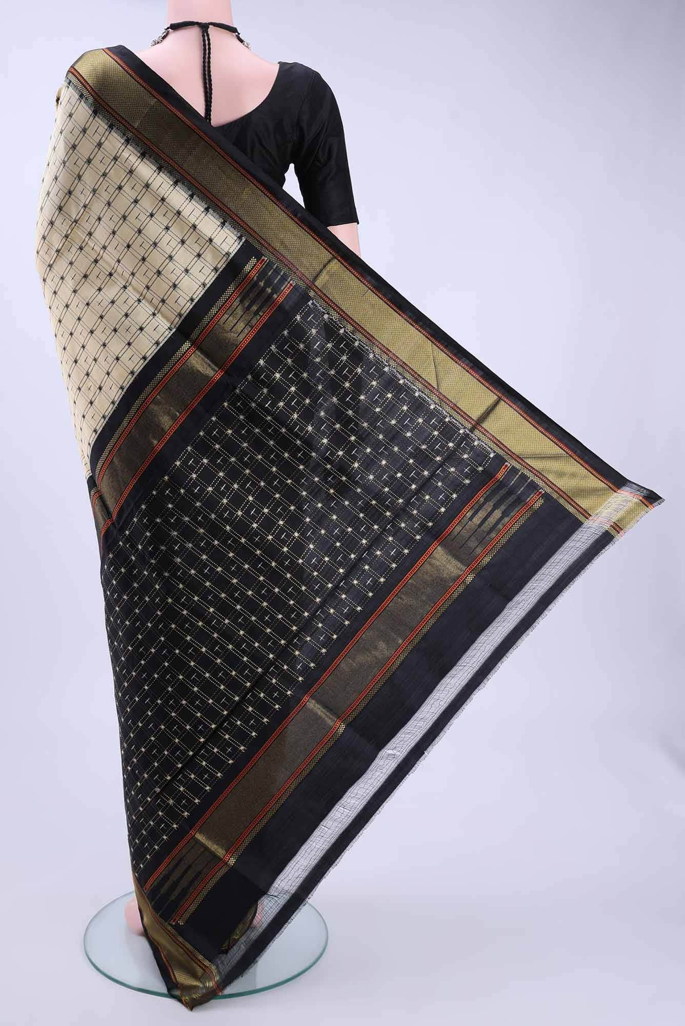 Beige Pochampally Silk Saree