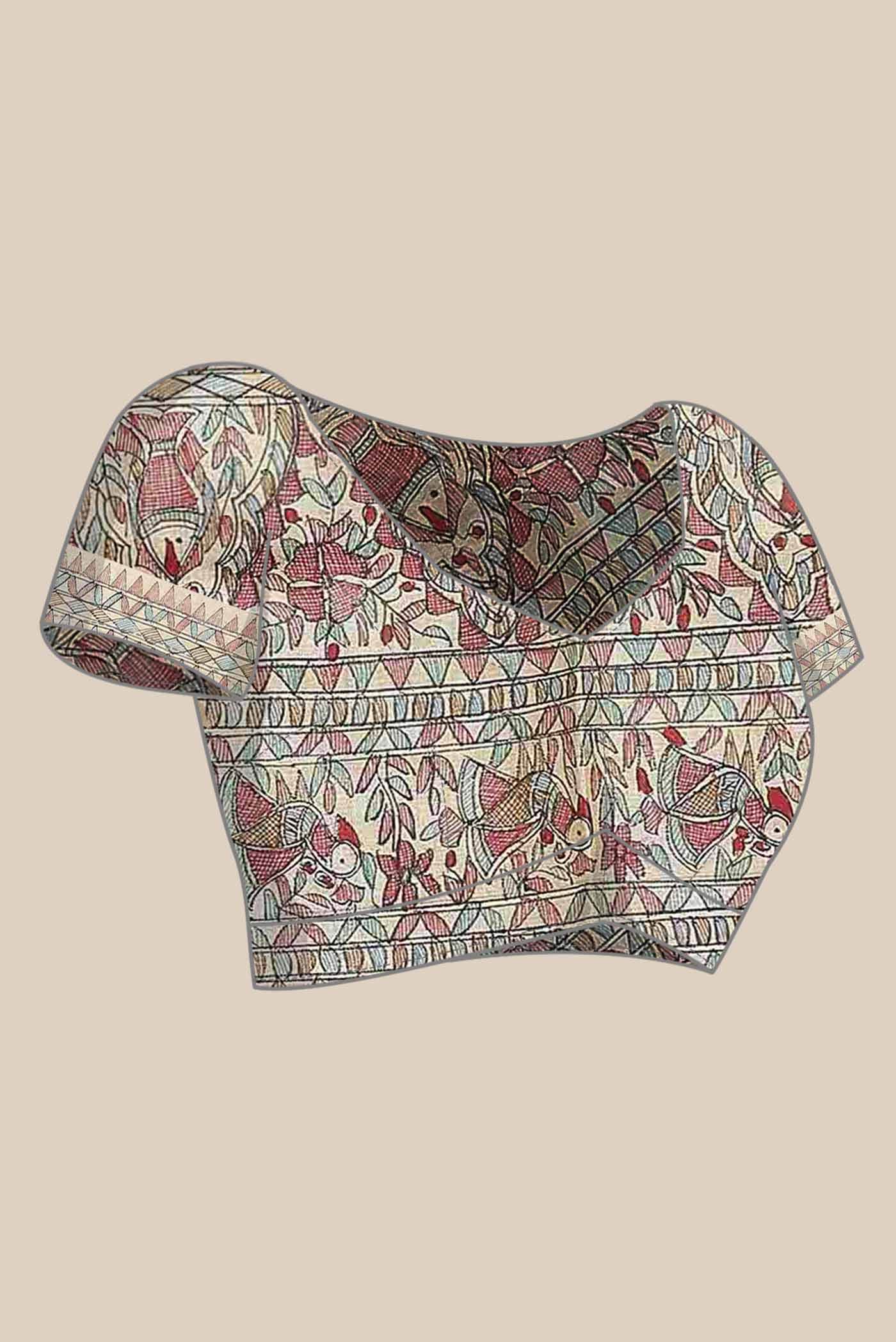 Cream Tussar Silk Saree