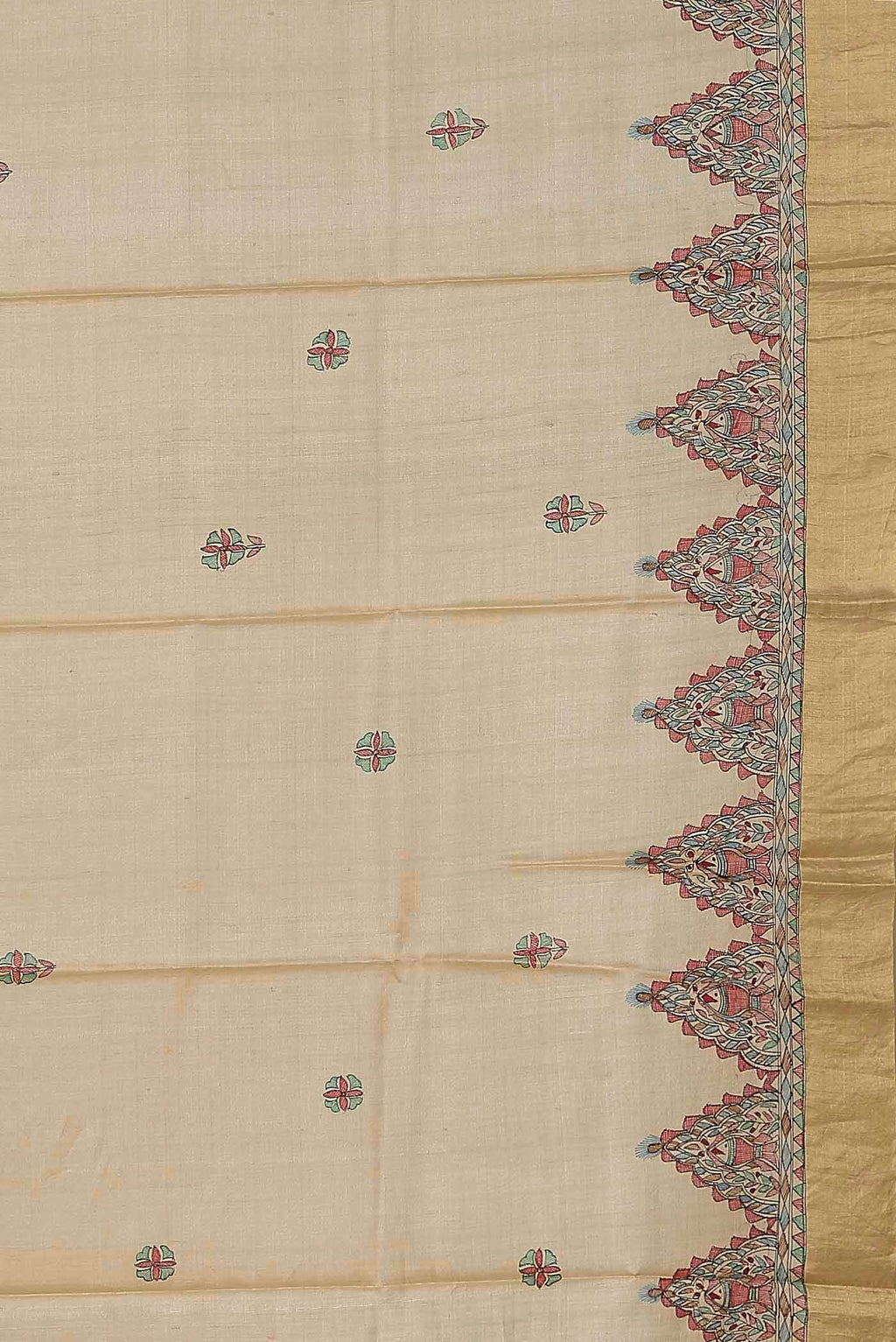 Cream Tussar Silk Saree