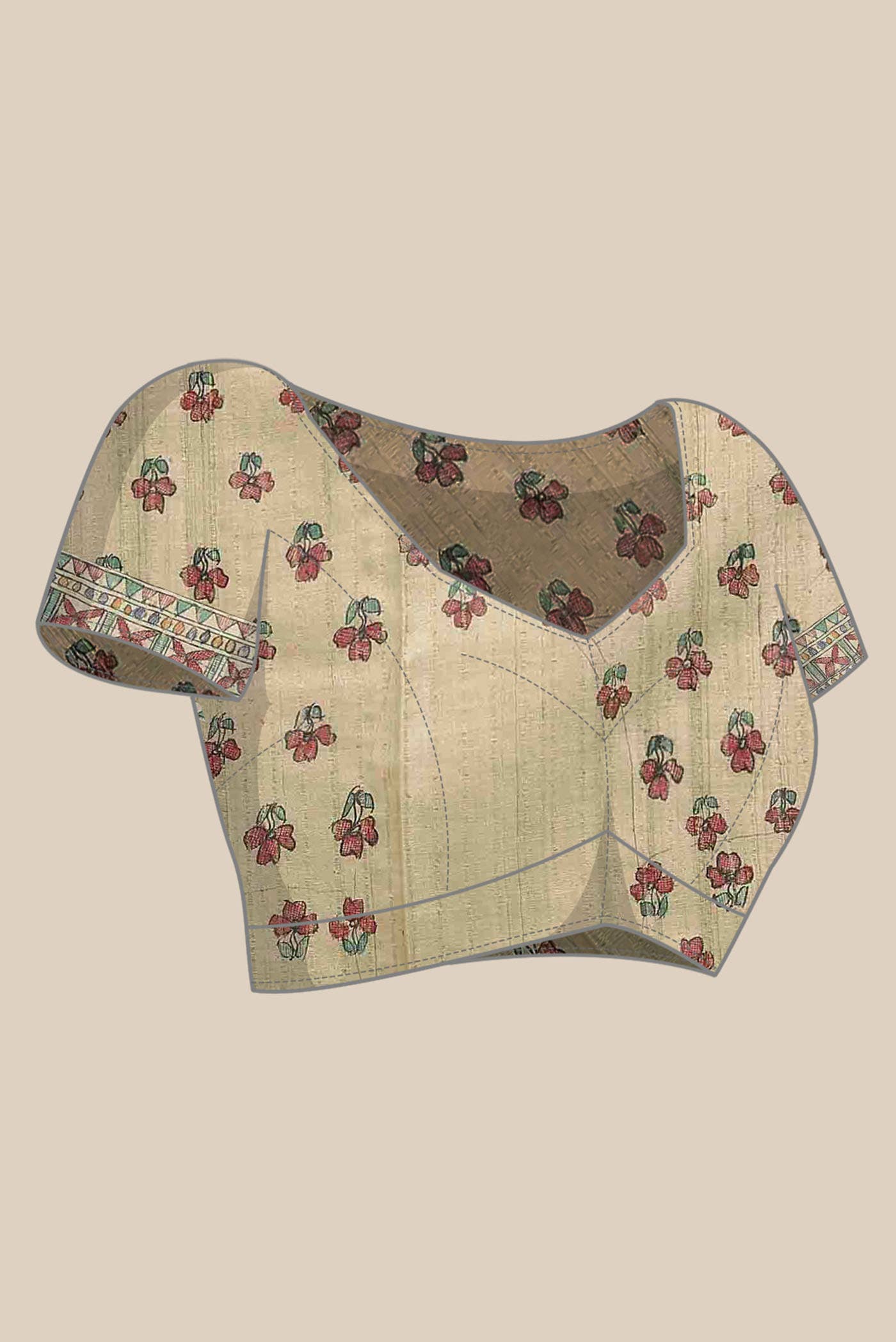 Cream Tussar Silk Saree