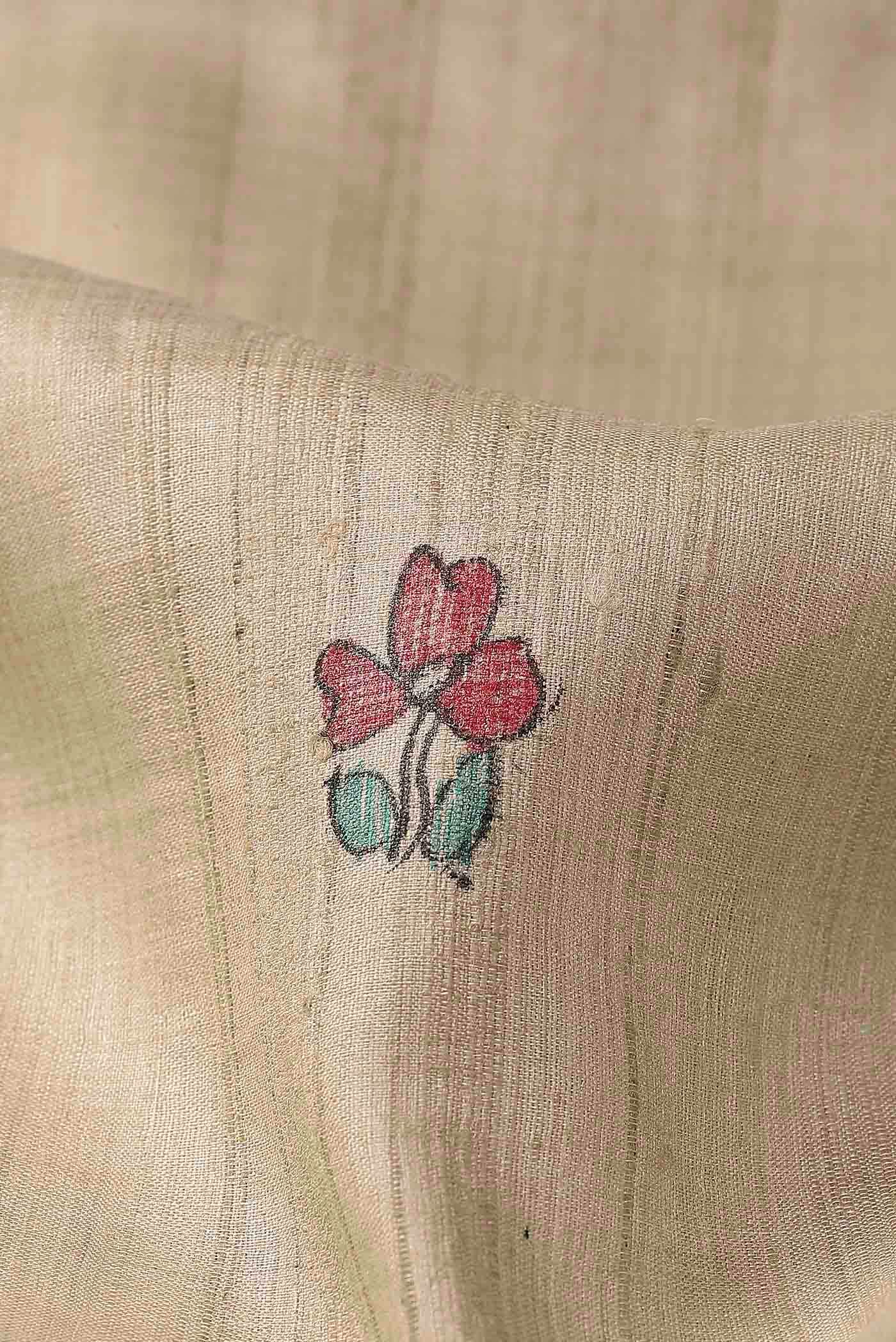 Cream Tussar Silk Saree