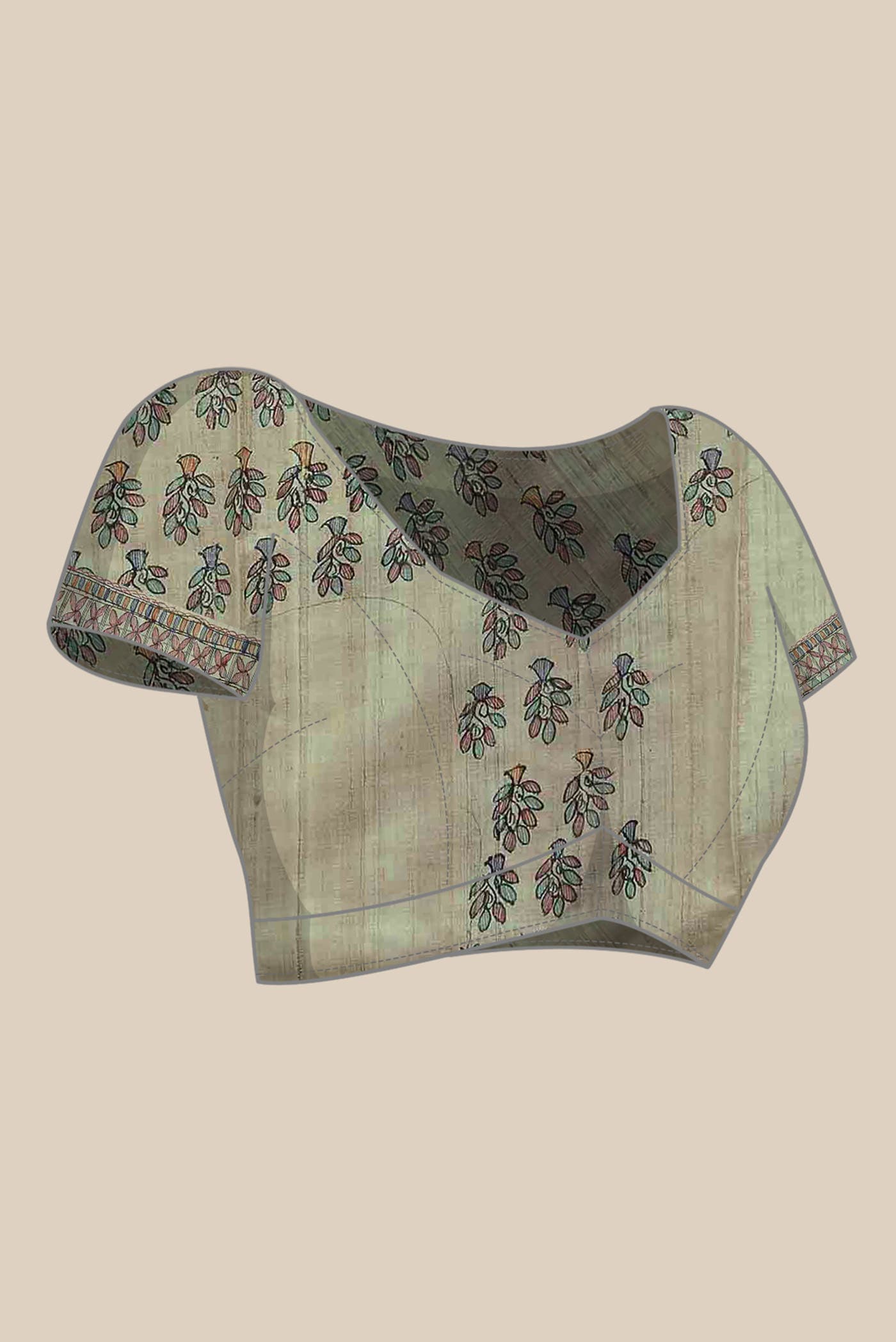 Beige Bhagalpuri Tussar Silk Saree