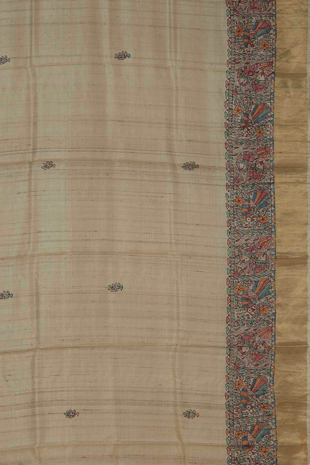 Beige Bhagalpuri Tussar Silk Saree