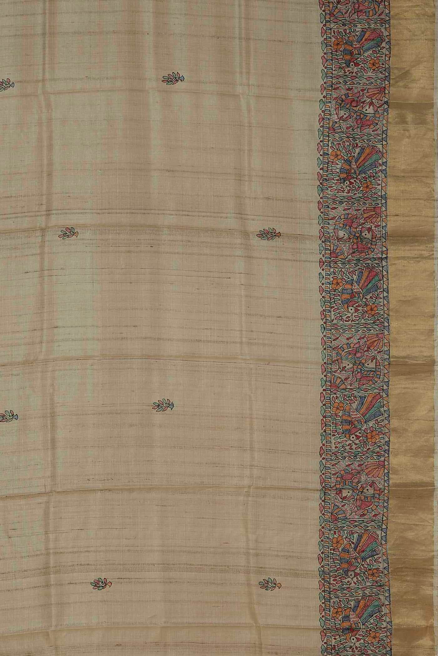 Beige Bhagalpuri Tussar Silk Saree