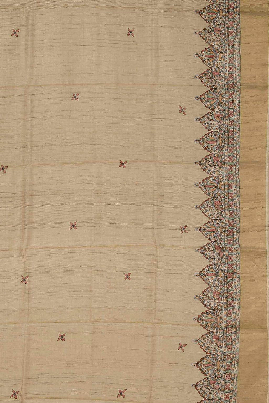 Beige Bhagalpuri Tussar Silk Saree