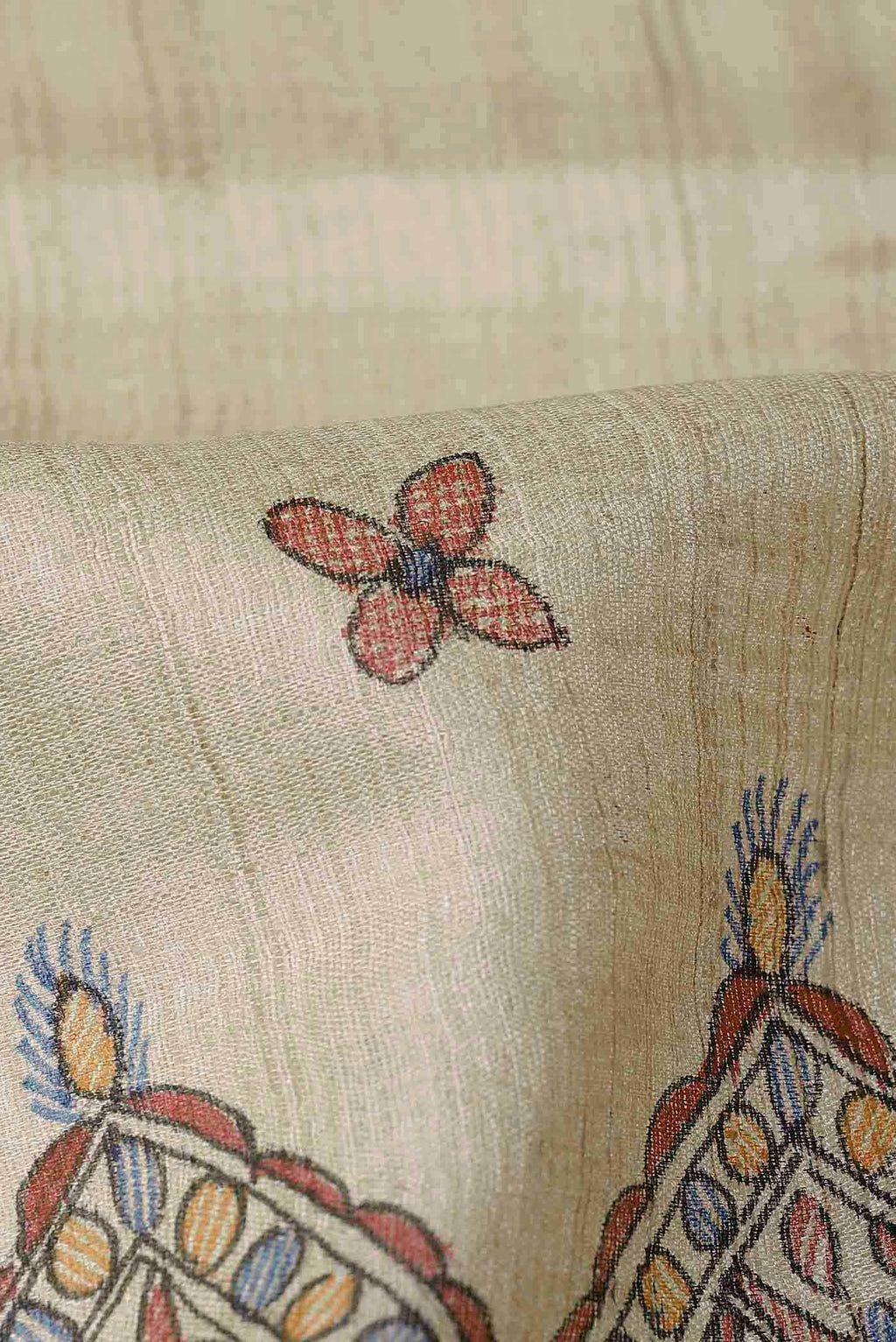 Beige Bhagalpuri Tussar Silk Saree