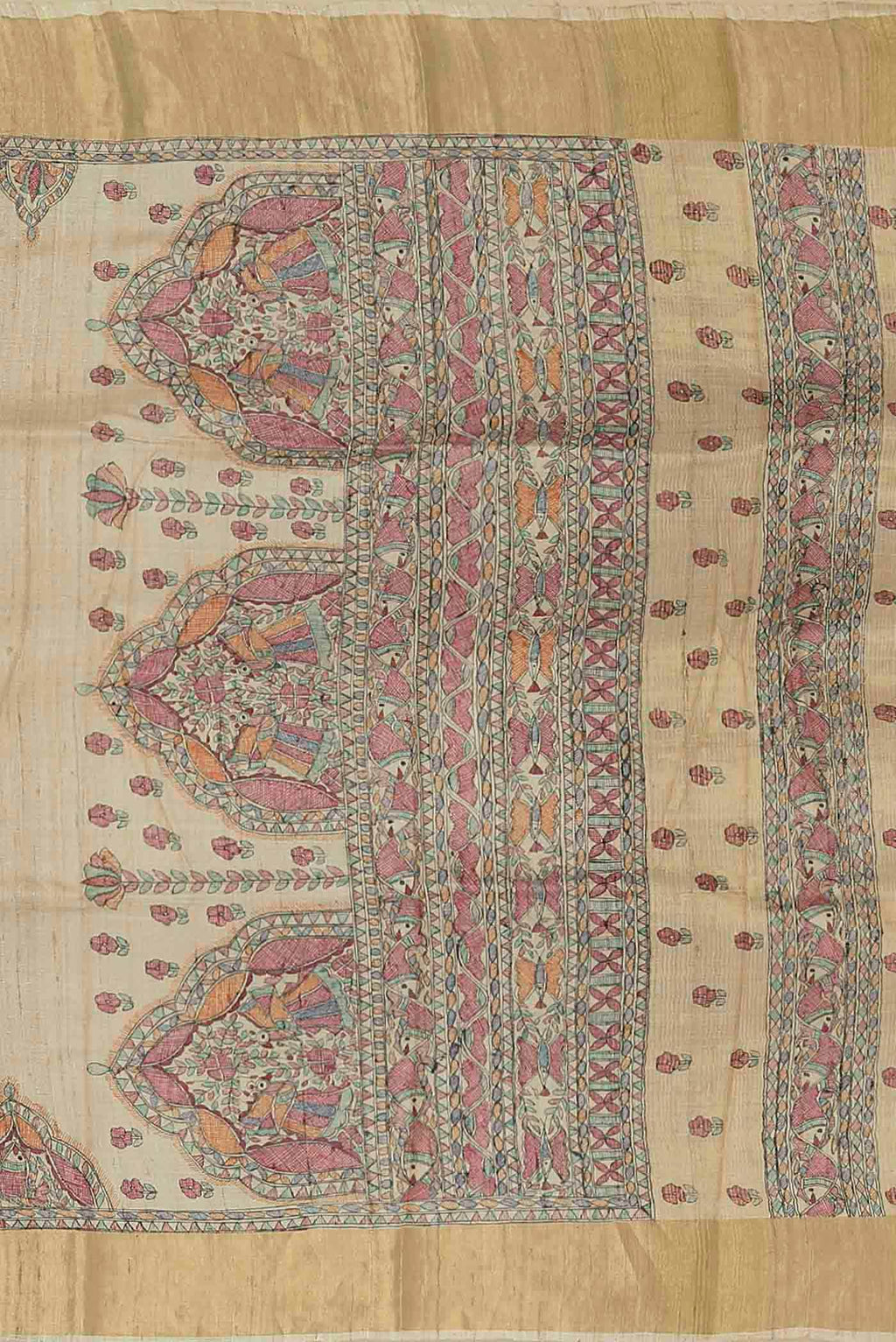 Beige Bhagalpuri Tussar Silk Saree