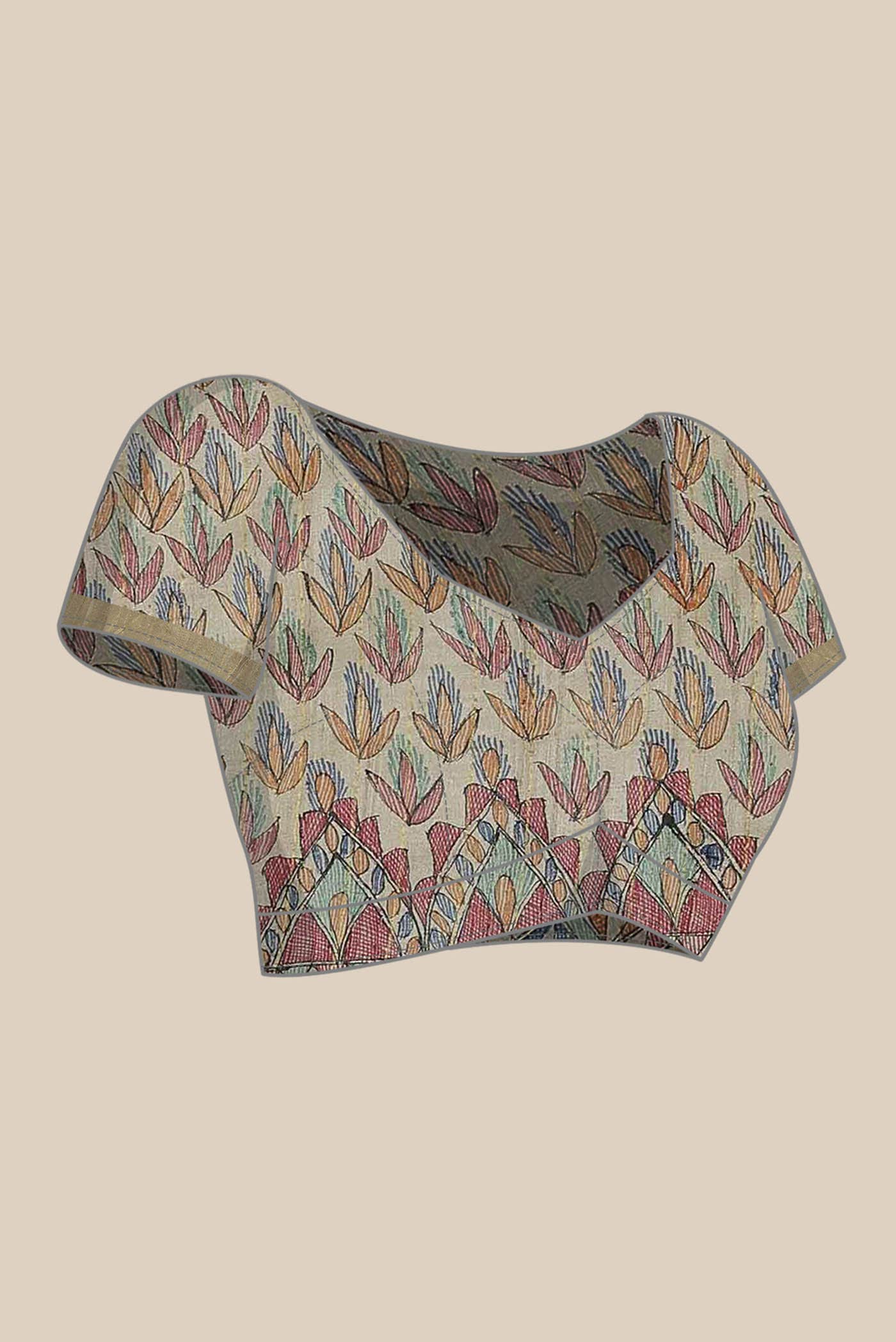 Beige Bhagalpuri Tussar Silk Saree