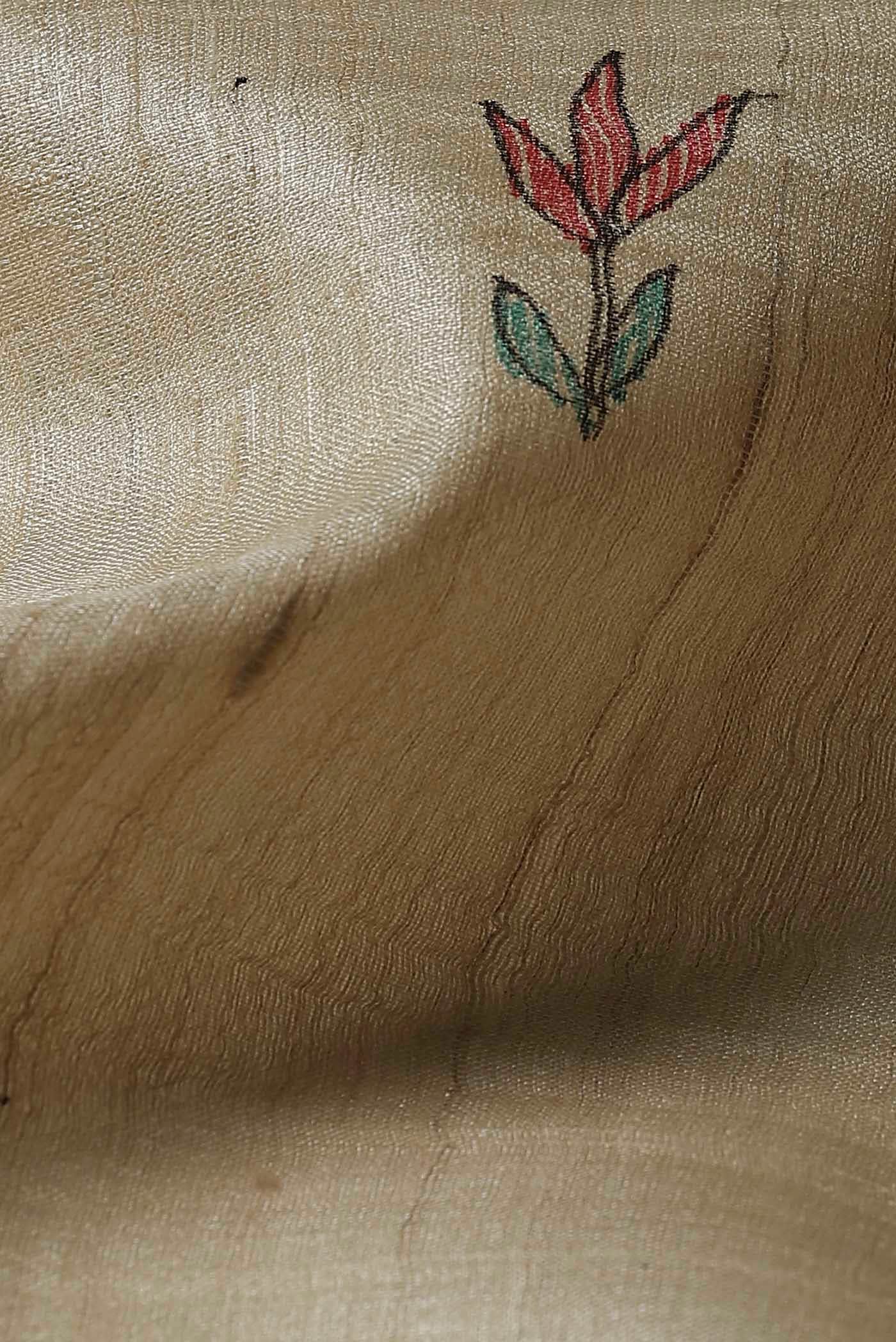 Beige Bhagalpuri Tussar Silk Saree