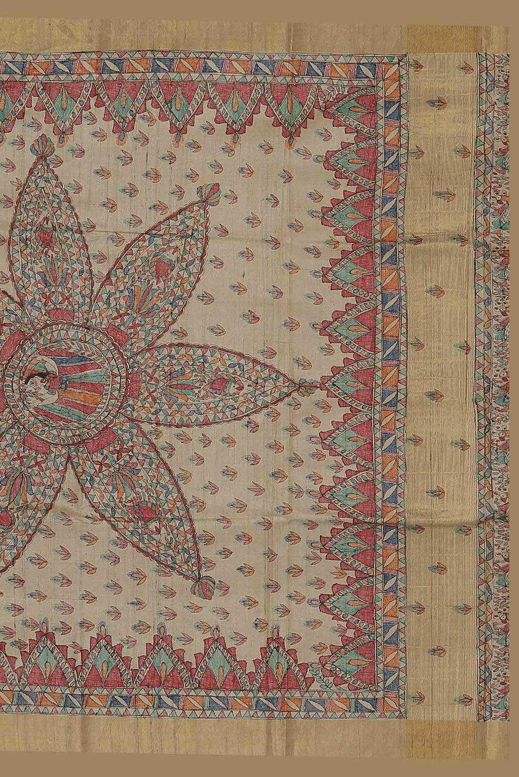 Beige Bhagalpuri Tussar Silk Saree