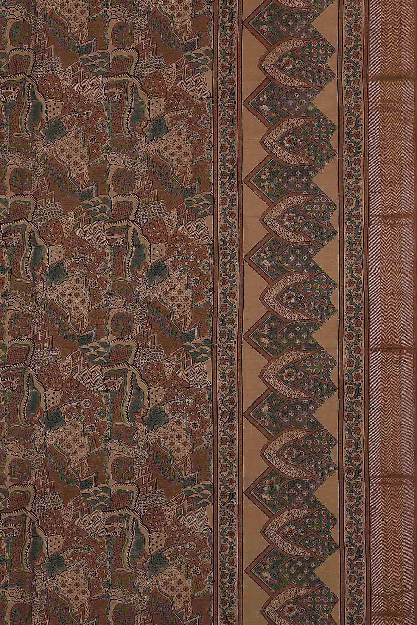 Beige Bhagalpuri Tussar Silk Saree
