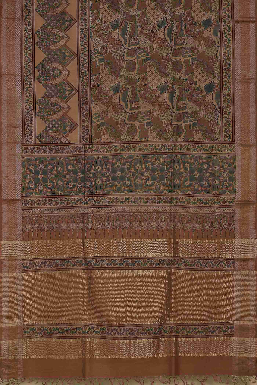 Beige Bhagalpuri Tussar Silk Saree