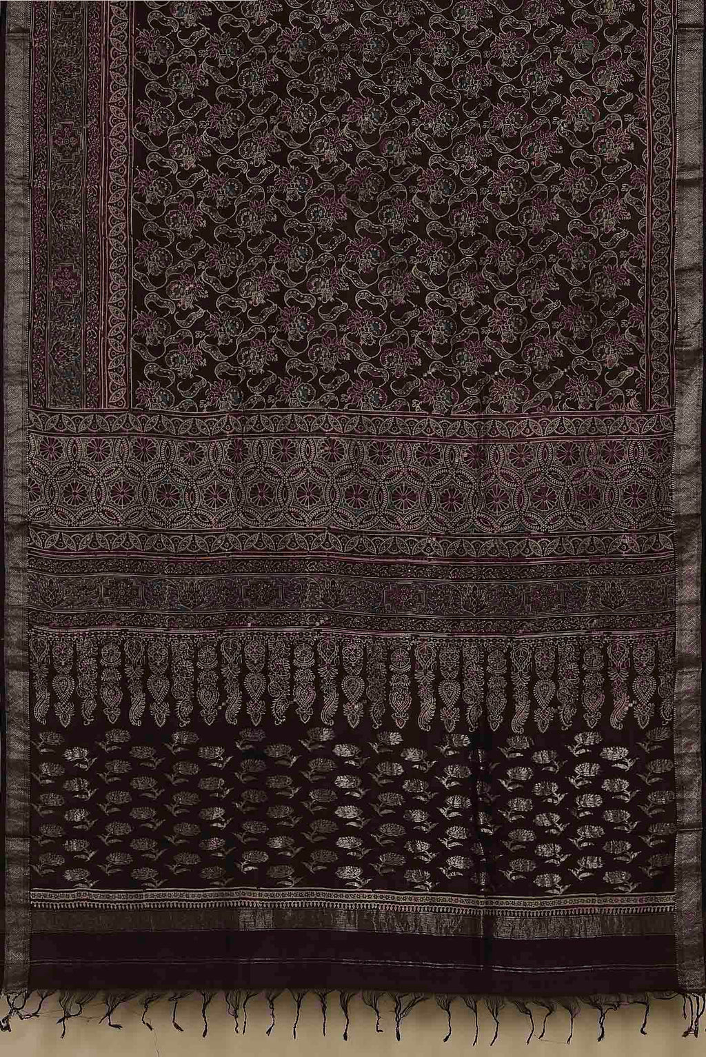 Black Bhagalpuri Tussar Silk Saree