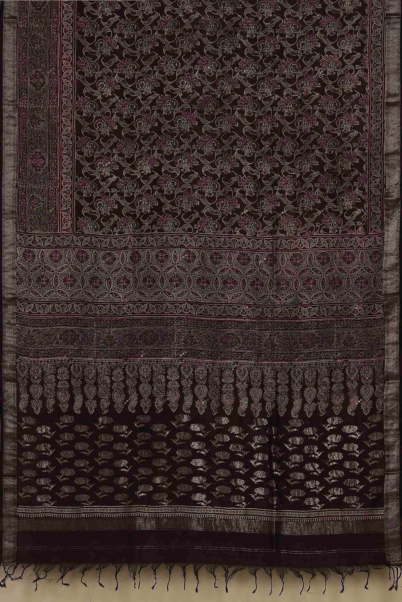 Black Bhagalpuri Tussar Silk Saree