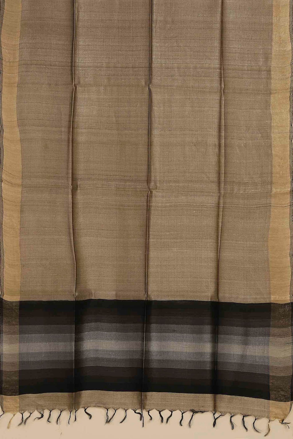 Beige Bhagalpuri Tussar Silk Saree