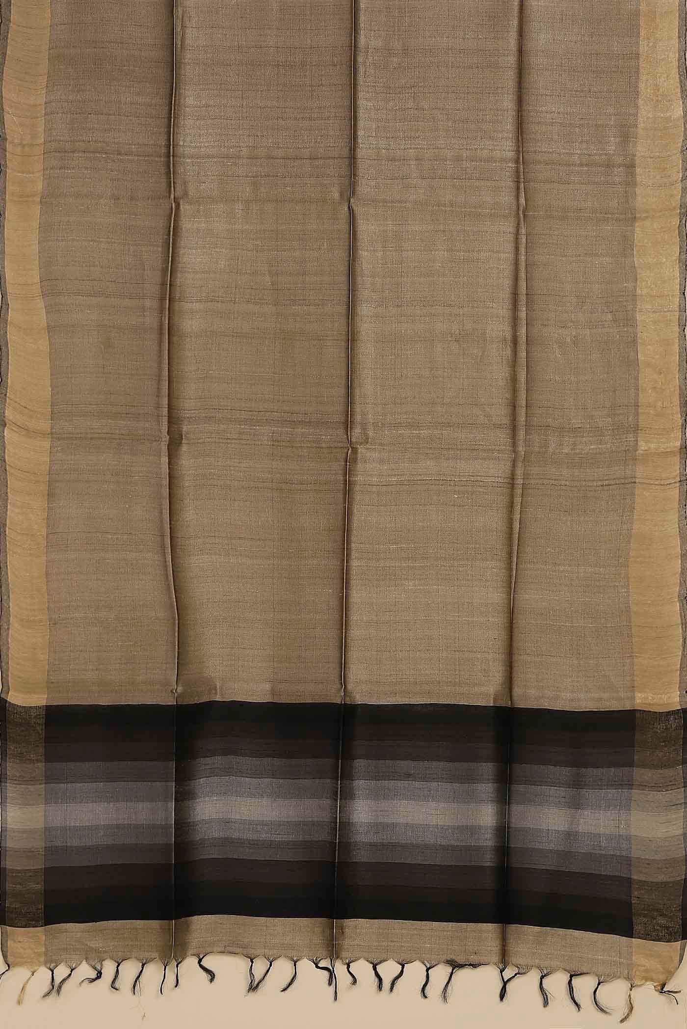 Beige Bhagalpuri Tussar Silk Saree