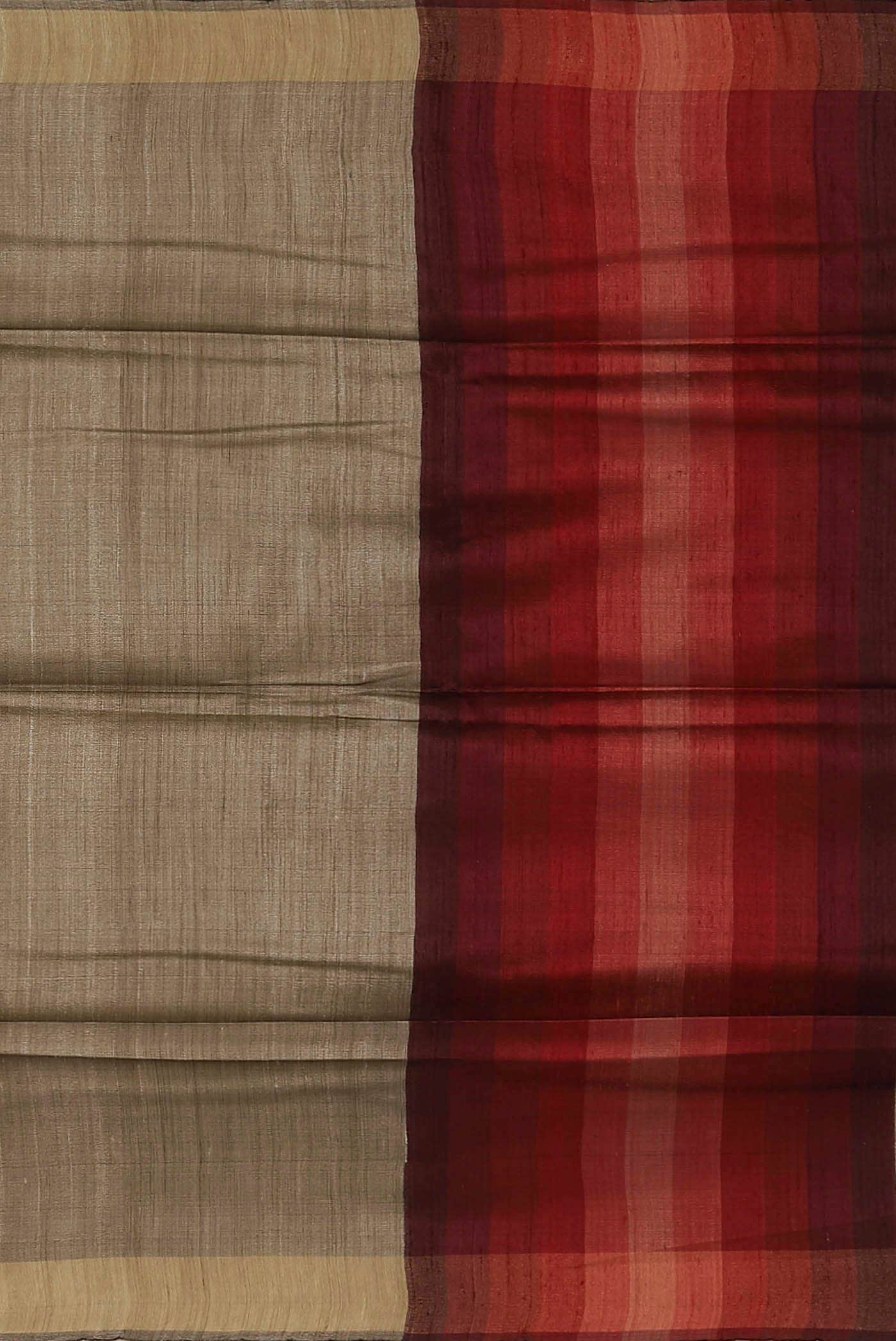 Beige Bhagalpuri Tussar Silk Saree