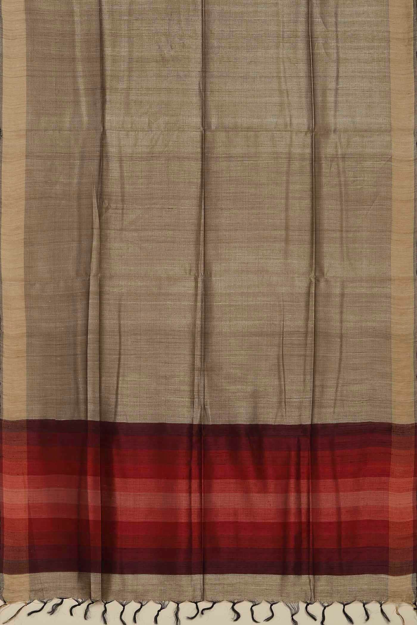 Beige Bhagalpuri Tussar Silk Saree