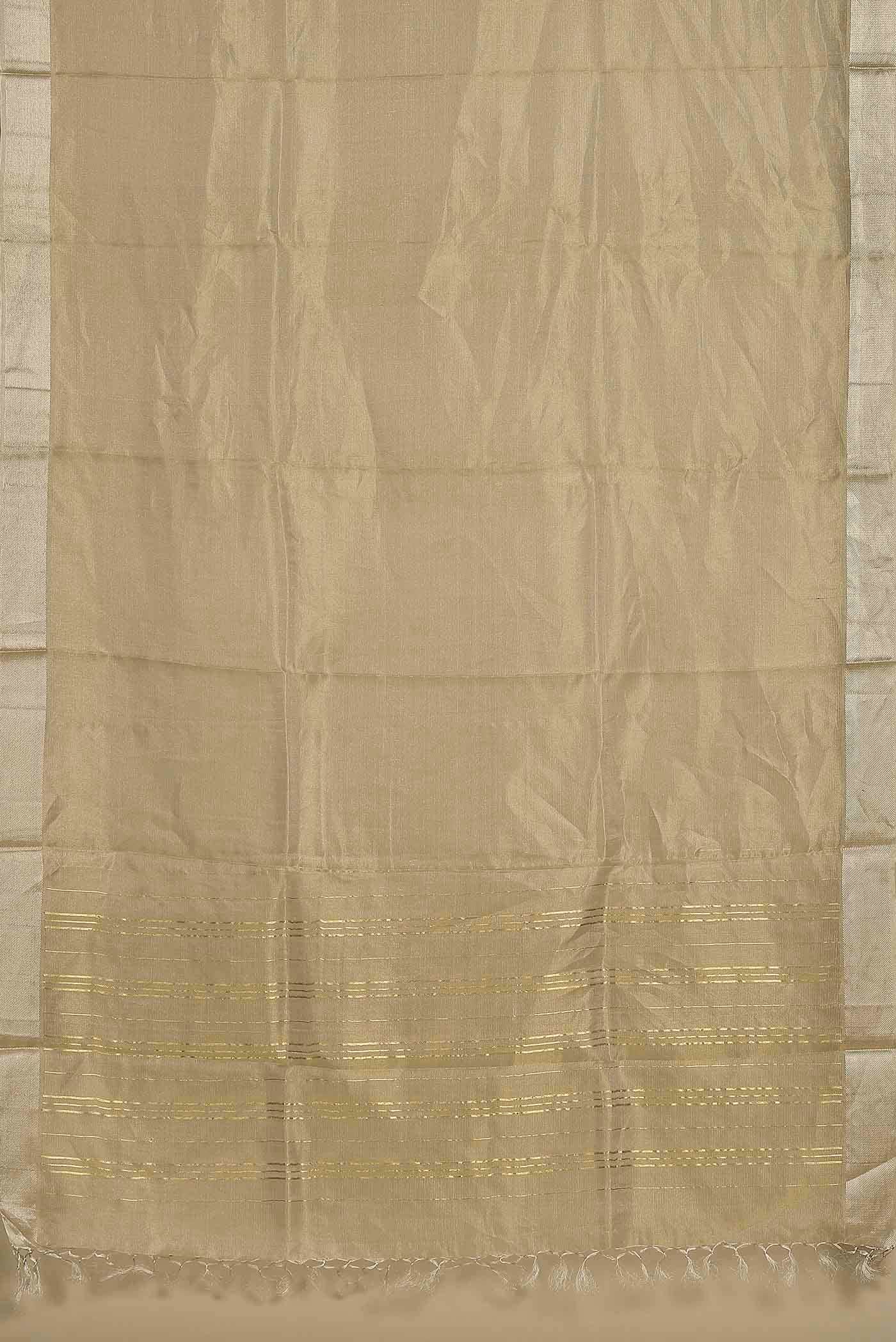 Gold Maheshwari Tissue Silk Cotton Saree
