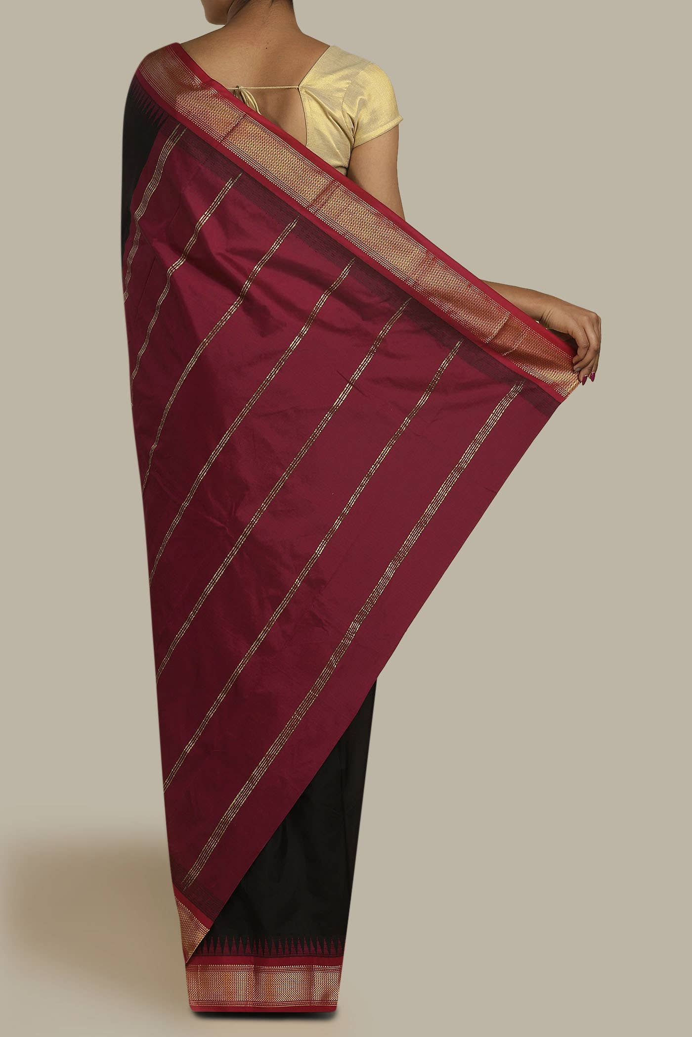 Black Blended Bangalore Silk Saree