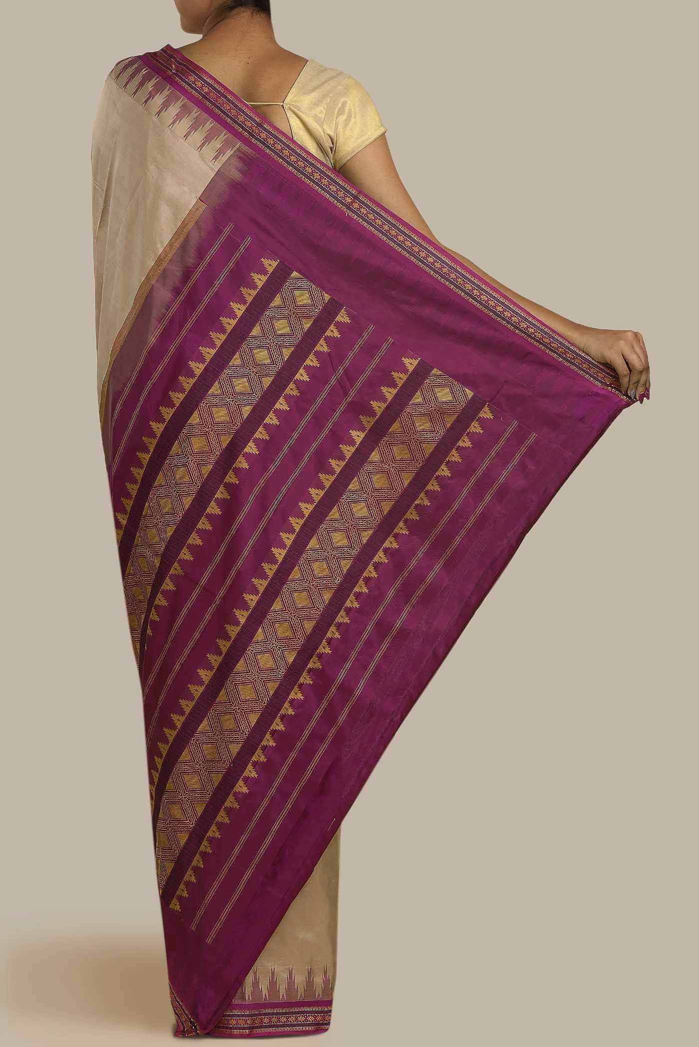 Beige Bangalore Silk Saree