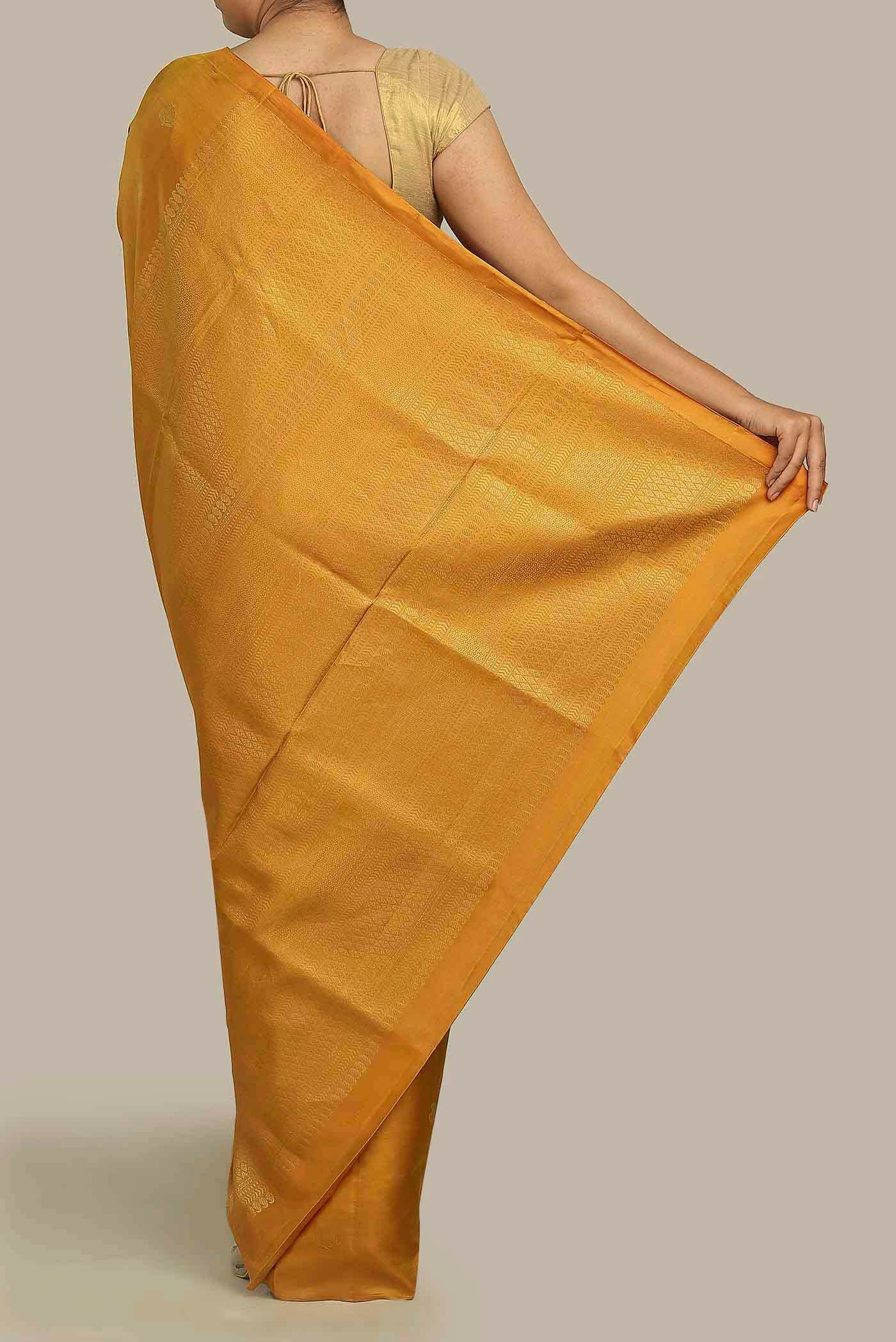 Mustard Kanchipuram Silk Saree