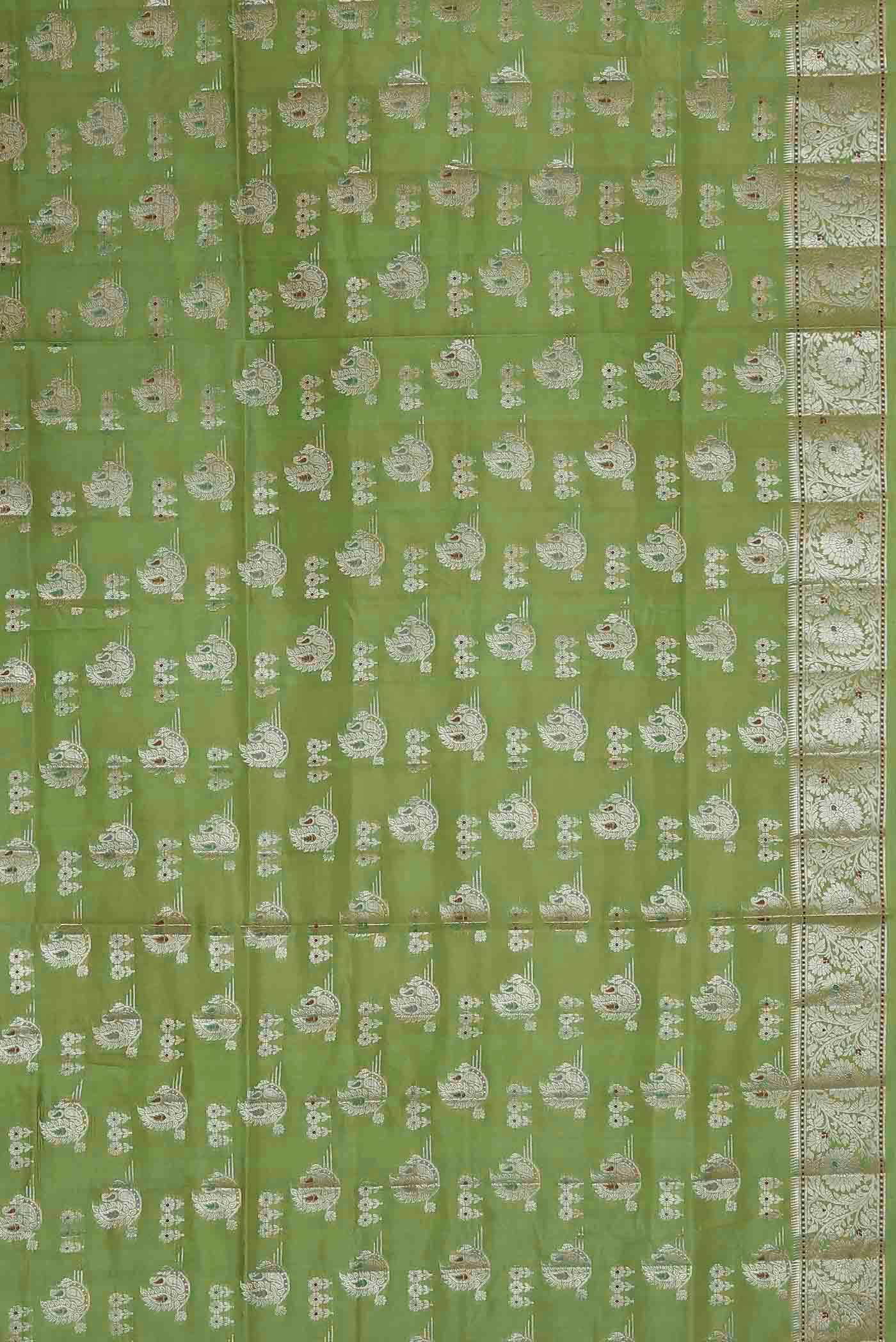 Green Banarasi Raw Silk Saree