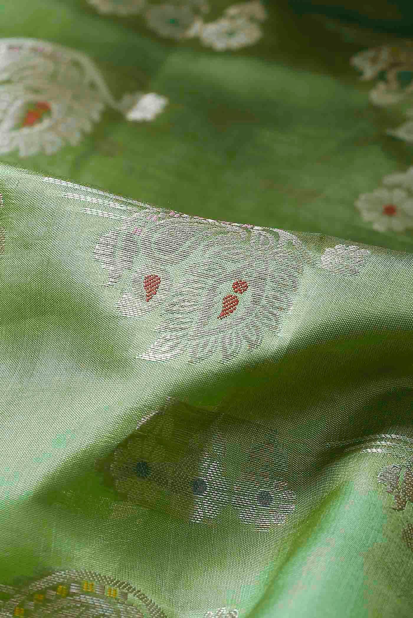 Green Banarasi Raw Silk Saree