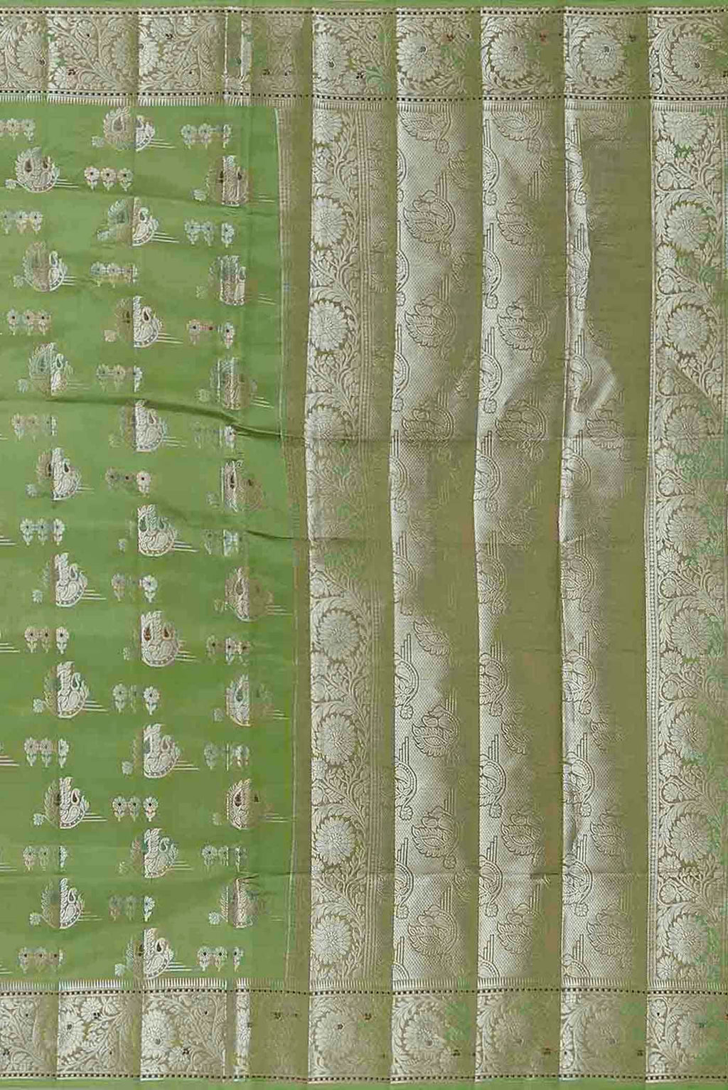 Green Banarasi Raw Silk Saree